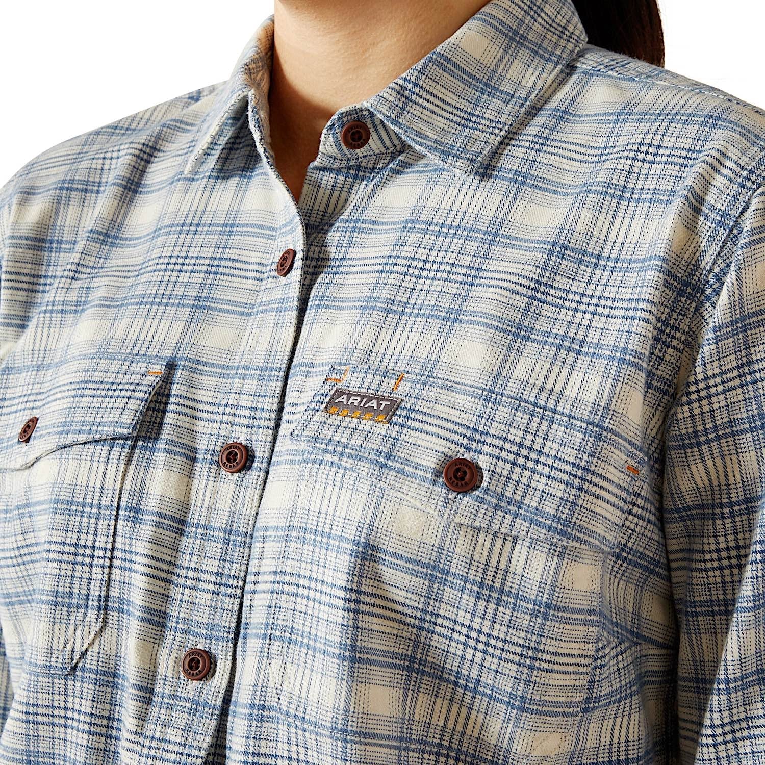 Ariat Women's Rebar Durastretch Flannel Workshirt - Vanilla Ice - Image 4