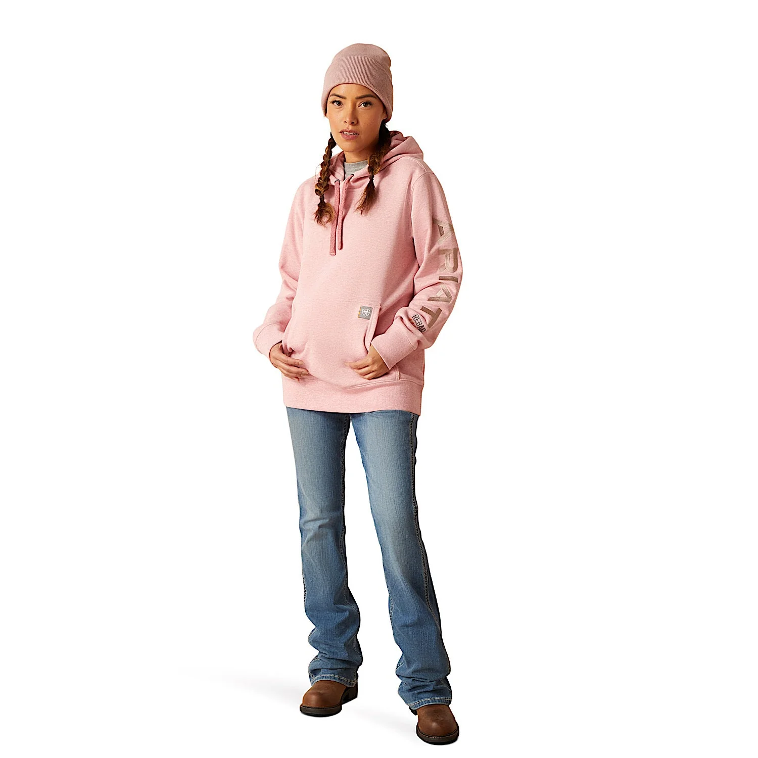 Ariat Women's Rebar Graphic Hoodie - Mauve Glow Heather - Image 3