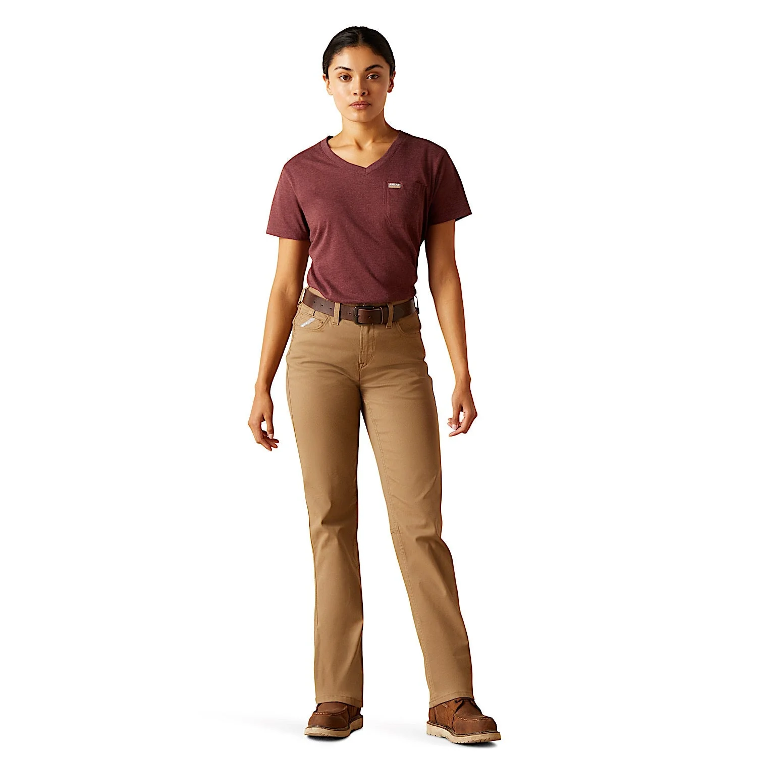 Ariat Women's Rebar Perfect Rise Made Tough Straight Leg Pants - Field Khaki - Image 3