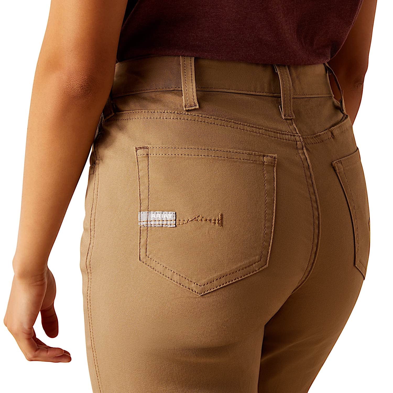 Ariat Women's Rebar Perfect Rise Made Tough Straight Leg Pants - Field Khaki - Image 4