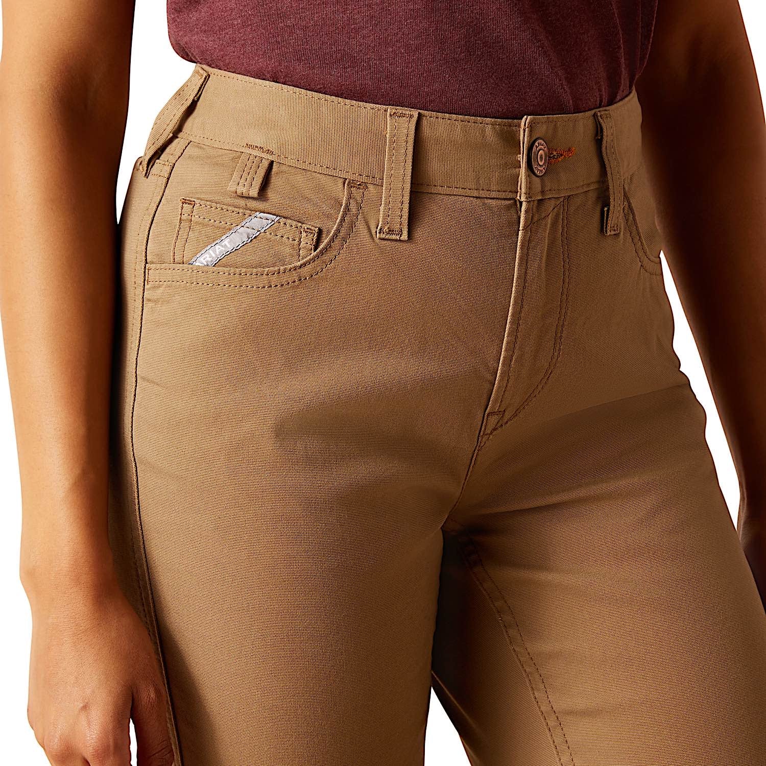 Ariat Women's Rebar Perfect Rise Made Tough Straight Leg Pants - Field Khaki - Image 5