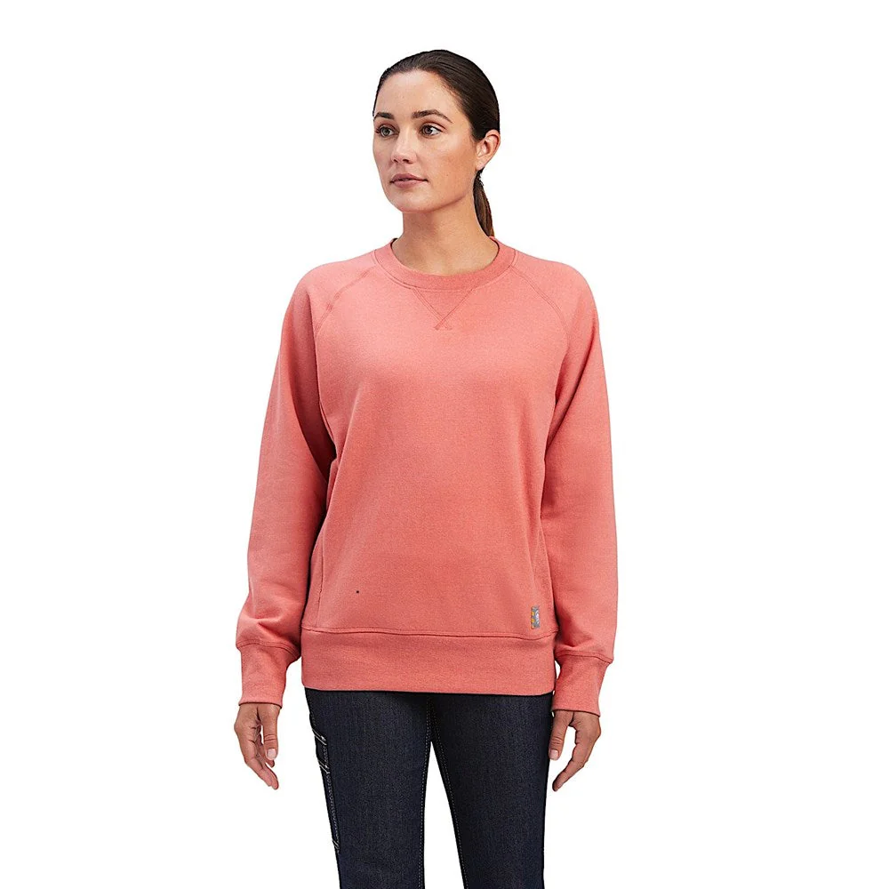 Ariat Women's Rebar Workman Washed Fleece Sweatshirt Faded Rose Heather