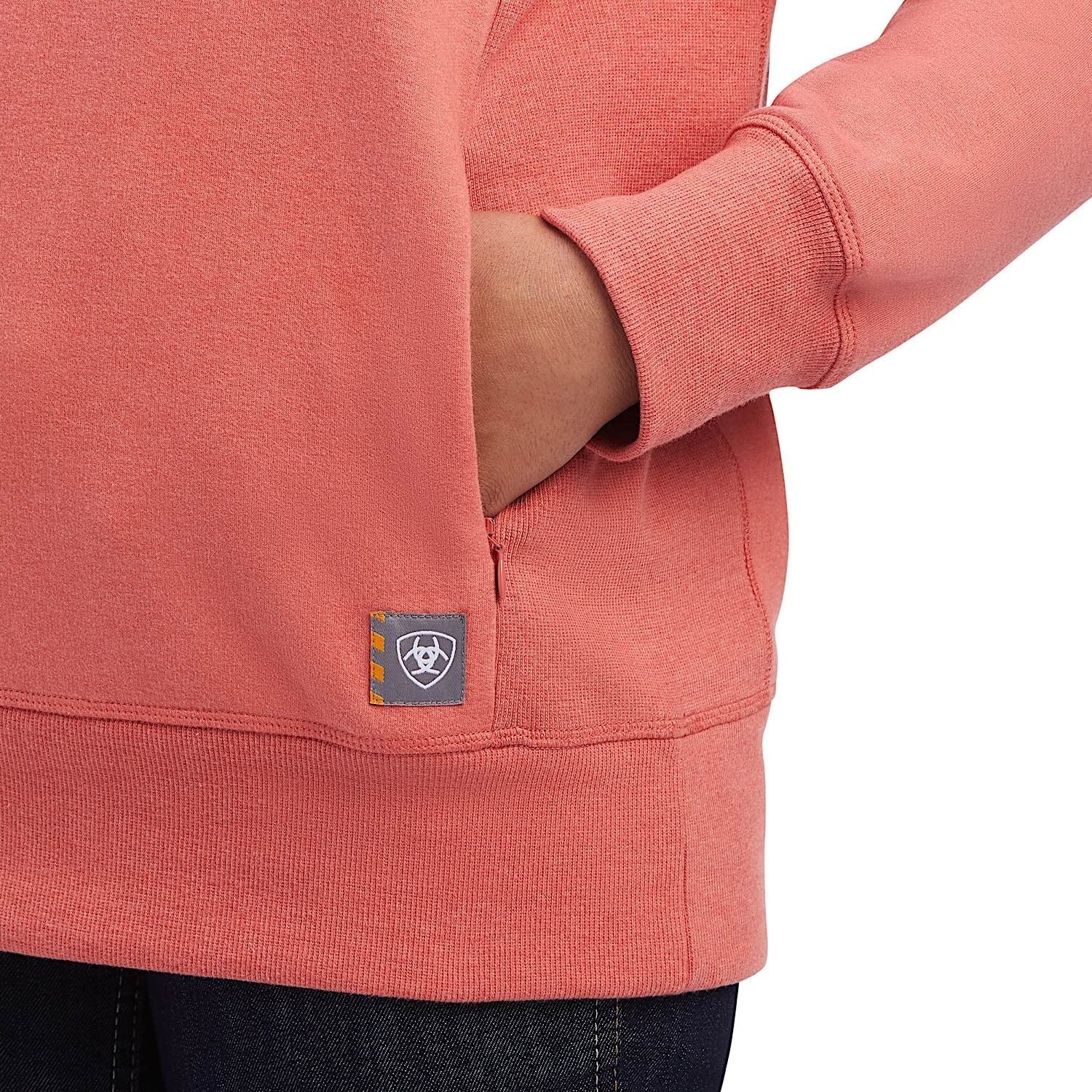 Ariat Women's Rebar Workman Washed Fleece Sweatshirt Faded Rose Heather - Image 3