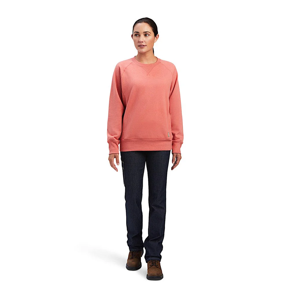 Ariat Women's Rebar Workman Washed Fleece Sweatshirt Faded Rose Heather - Image 4