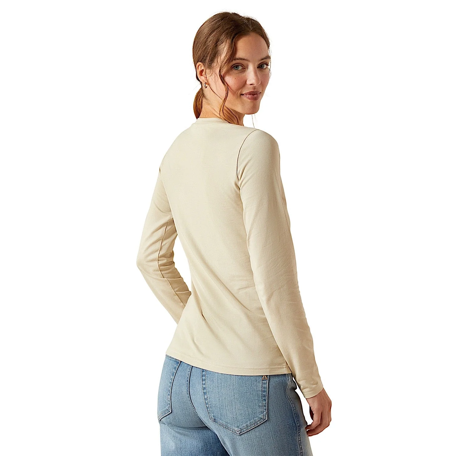 Ariat Women's Ritzy Logo Long Sleeve T-Shirt - Pelican - Image 2