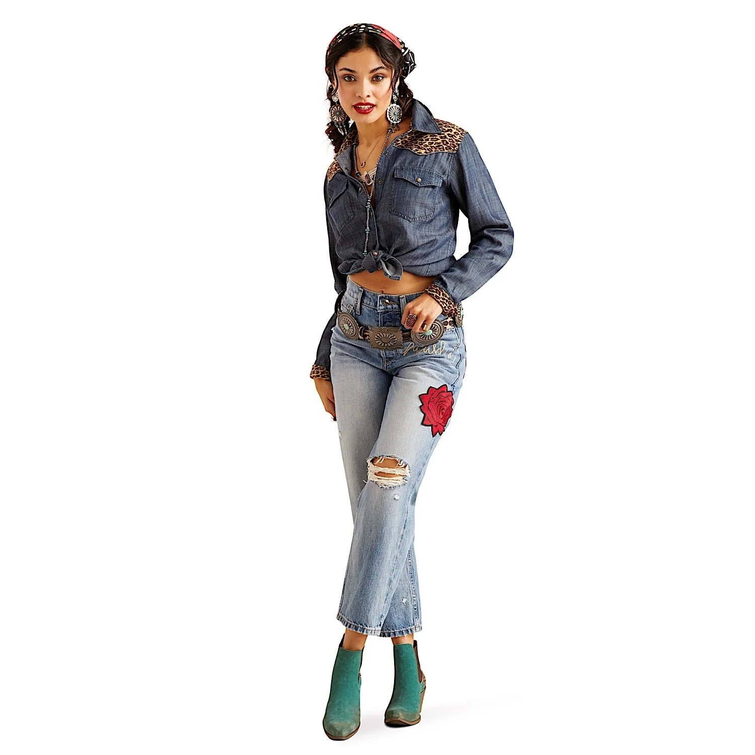 Ariat Women's Rodeo Quincy Layla Rose Shirt - Chambray - Image 3