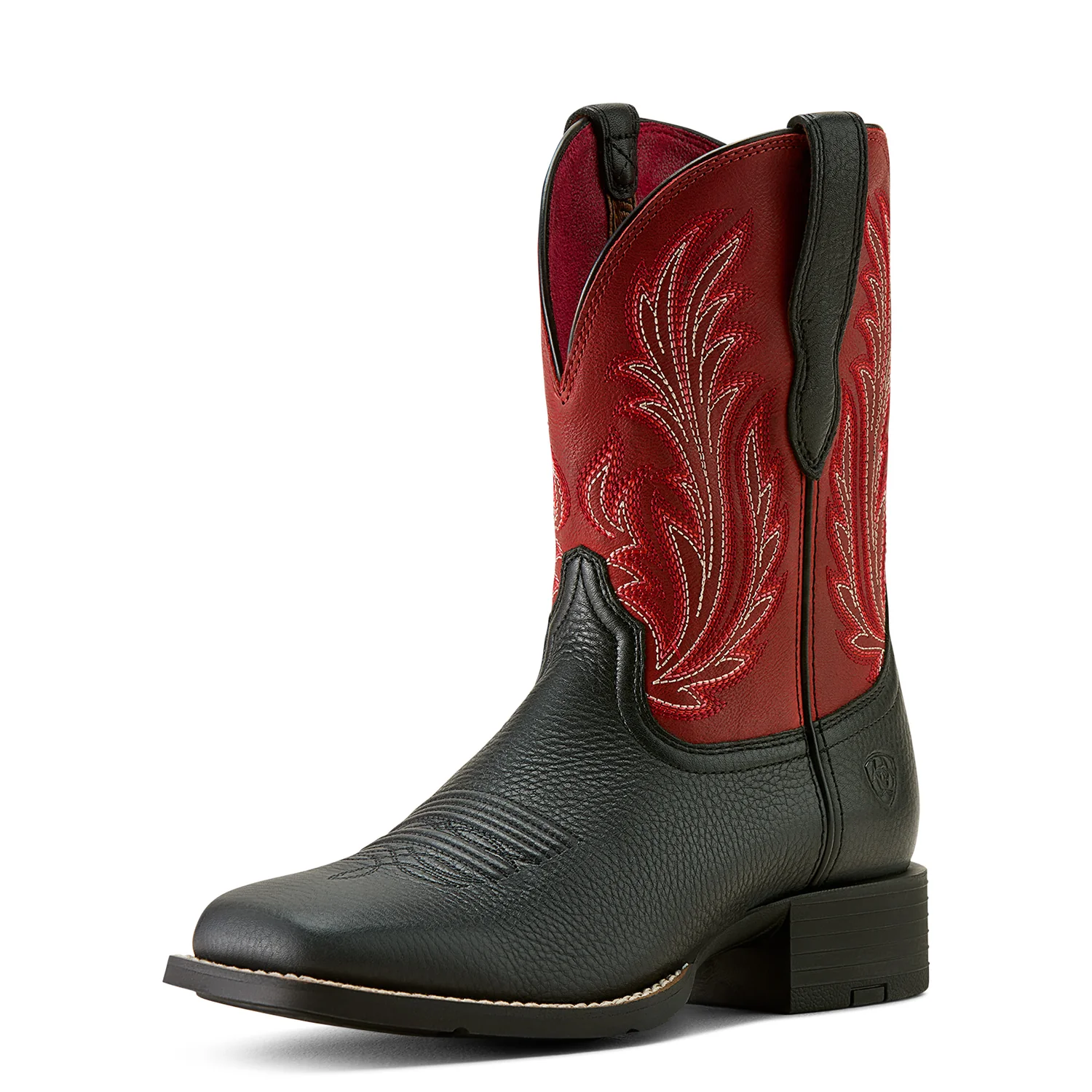 Ariat Women's Round Up Filly Western Boot - Black Deertan/Blood Red