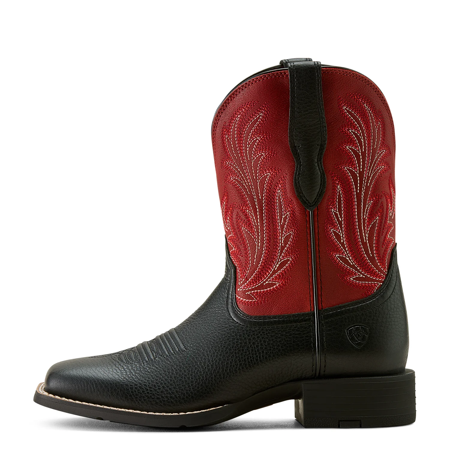 Ariat Women's Round Up Filly Western Boot - Black Deertan/Blood Red - Image 3
