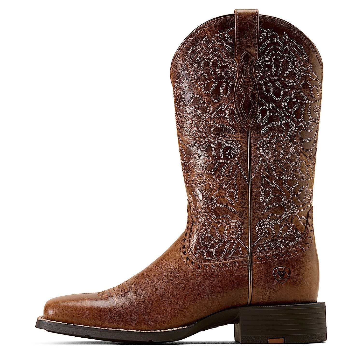 Ariat Women's Round Up Remuda Wide Square Toe Western Boot - Aged Tan - Image 5