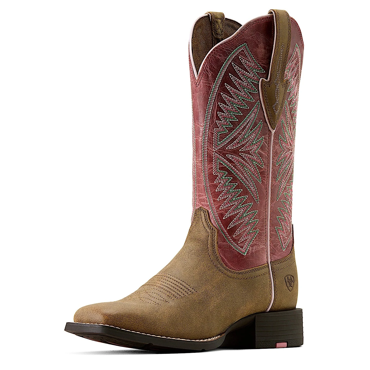 Ariat Women's Ruidoso Wide Square Toe Western Boot - Brown Bomber/Dusty Rose
