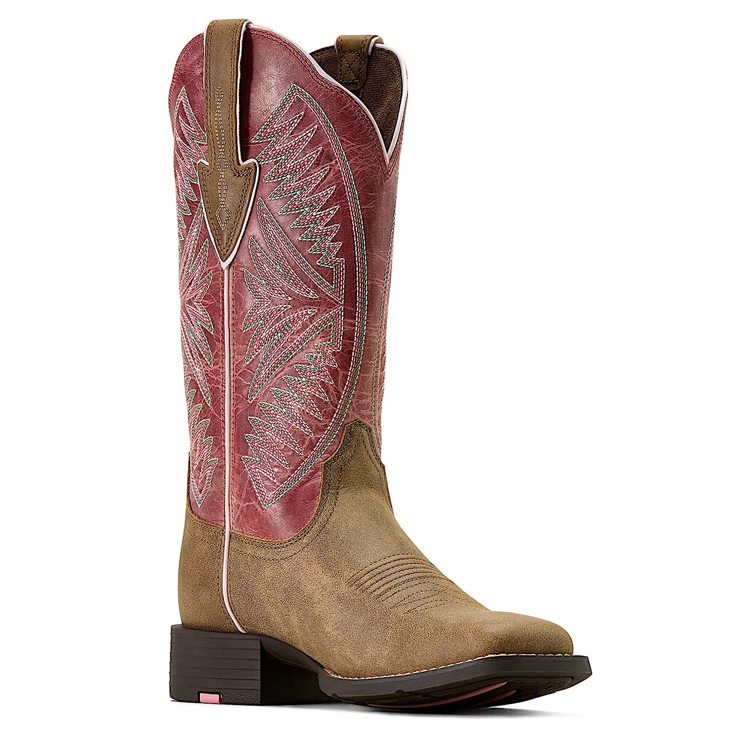 Ariat Women's Ruidoso Wide Square Toe Western Boot - Brown Bomber/Dusty Rose - Image 6