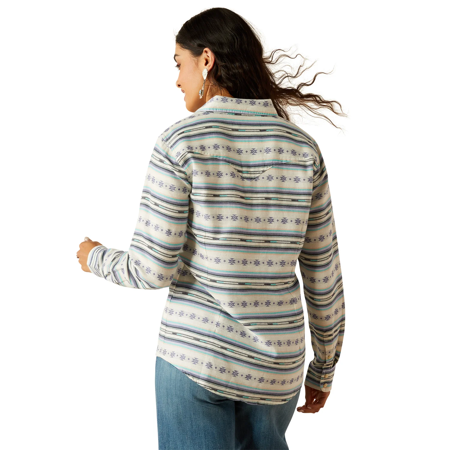 Ariat Women's Seaside Shirt - Geo Stream Serape Jacquard Print - Image 2