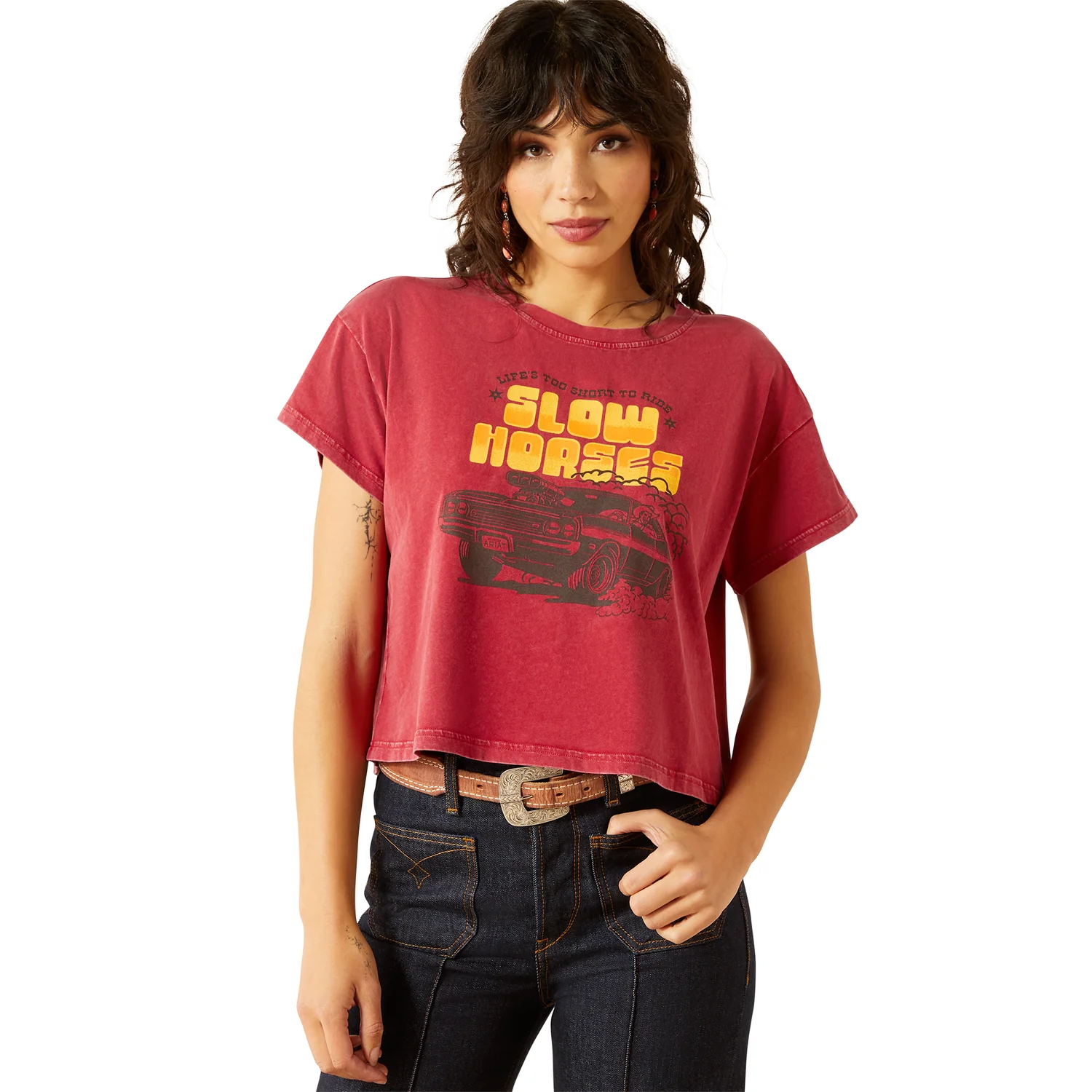 Ariat Women's Sendero Slow Horses Tee - Biking Red Mineral
