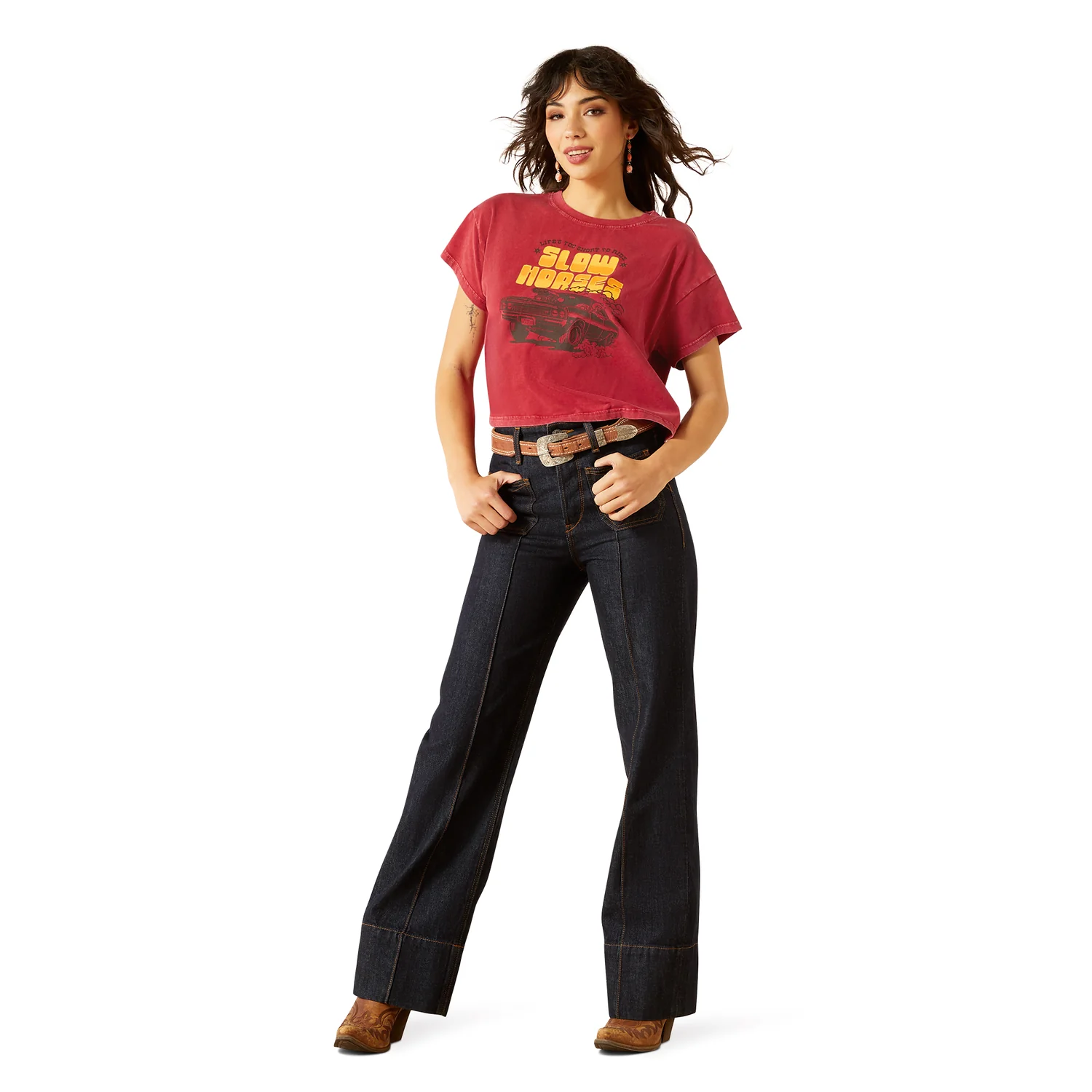 Ariat Women's Sendero Slow Horses Tee - Biking Red Mineral - Image 4