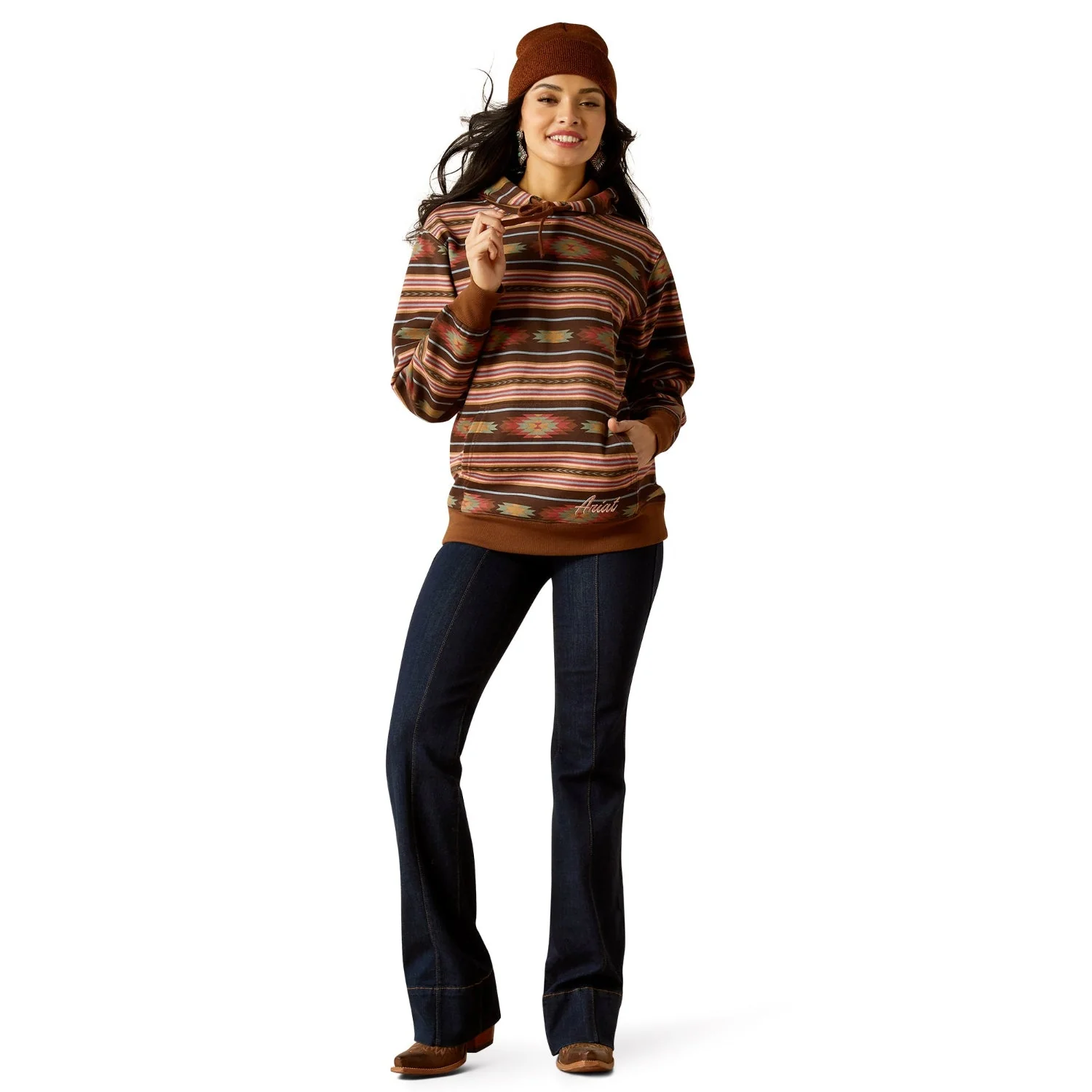 Ariat Women's Skyline Hoodie - Soft Silt Serape Print - Image 3