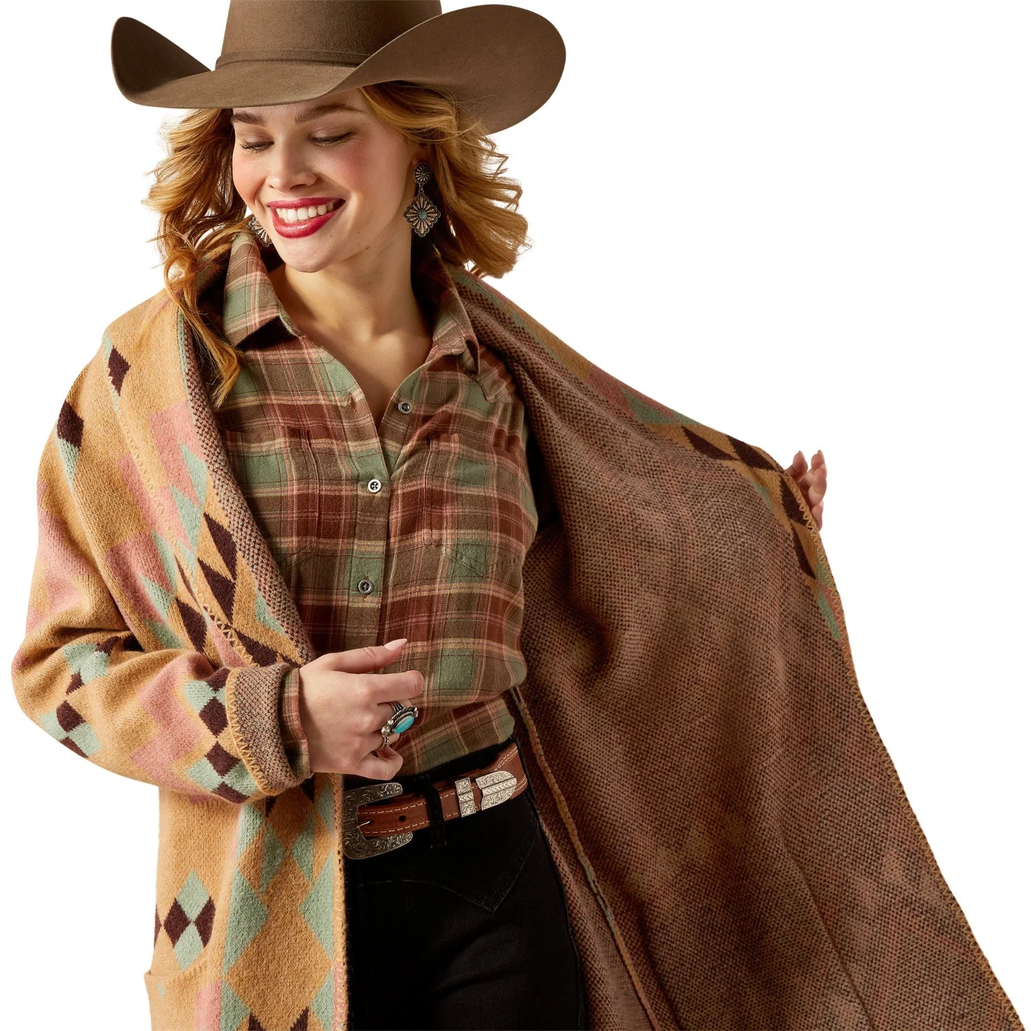 Ariat Women's Sunset Chic Blanket Coat - Spark Geo Jacquard - Image 3