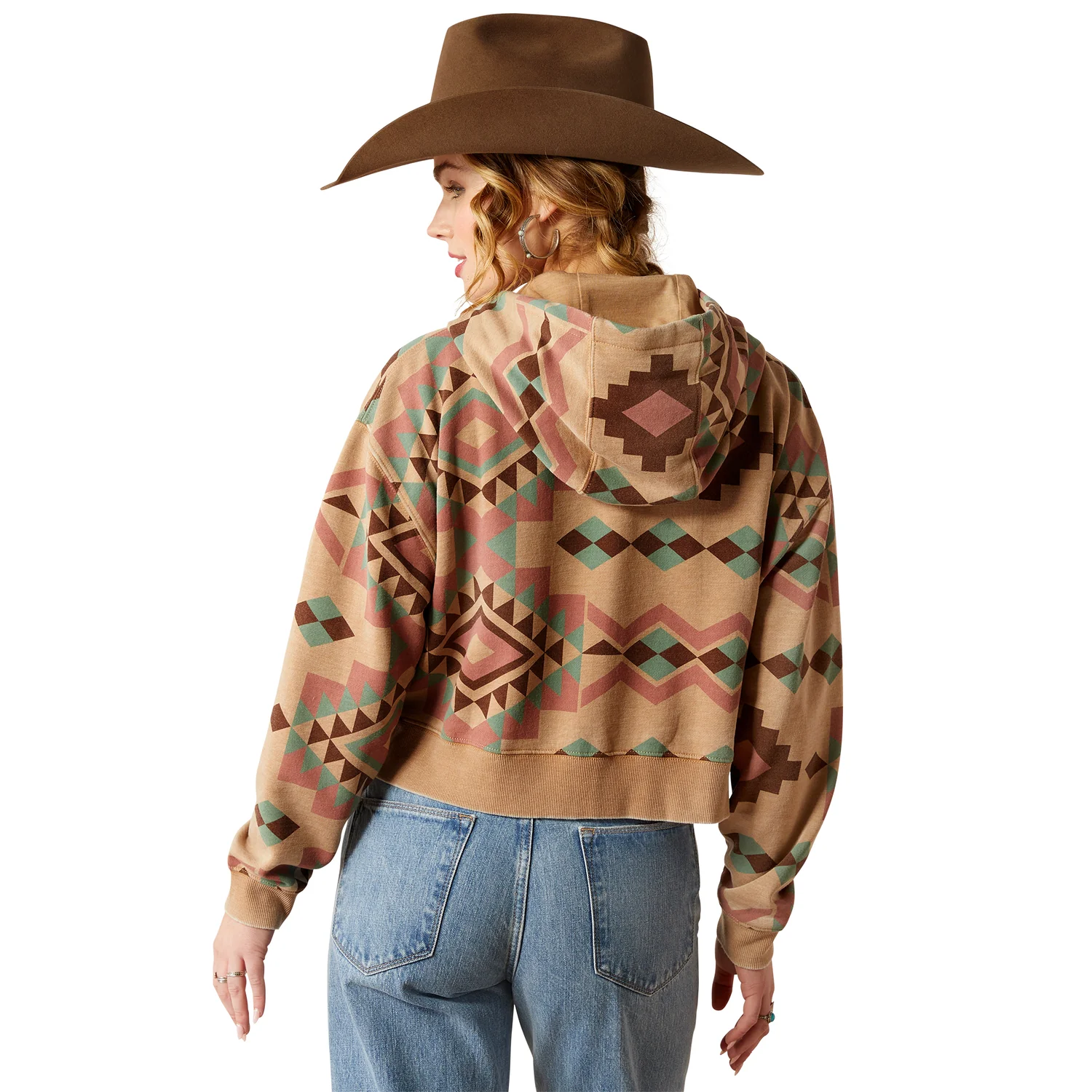 Ariat Women's Sunset Crop Hoodie - Spark Geo Jacquard - Image 2