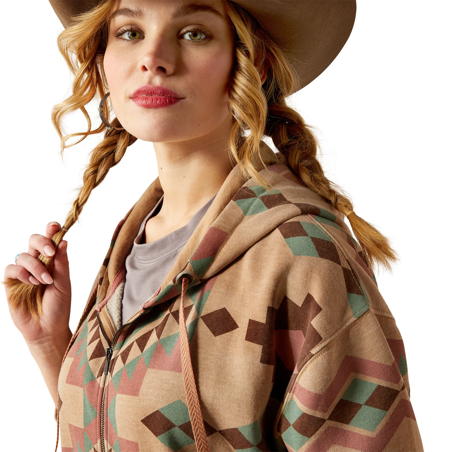 Ariat Women's Sunset Crop Hoodie - Spark Geo Jacquard - Image 3