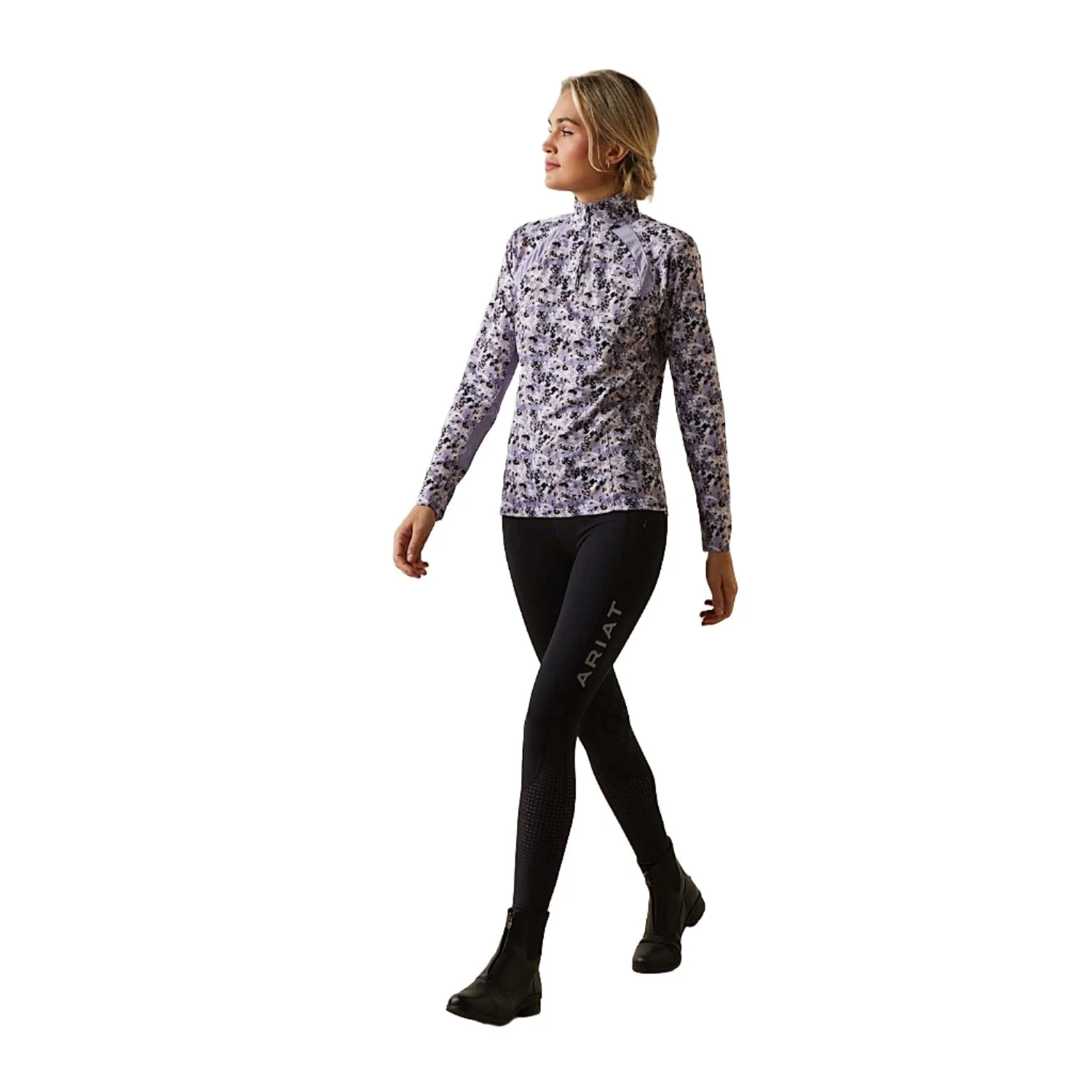 Ariat Womens Sunstopper 2.0 1/4 Zip Grey Camo Floral - Image 3