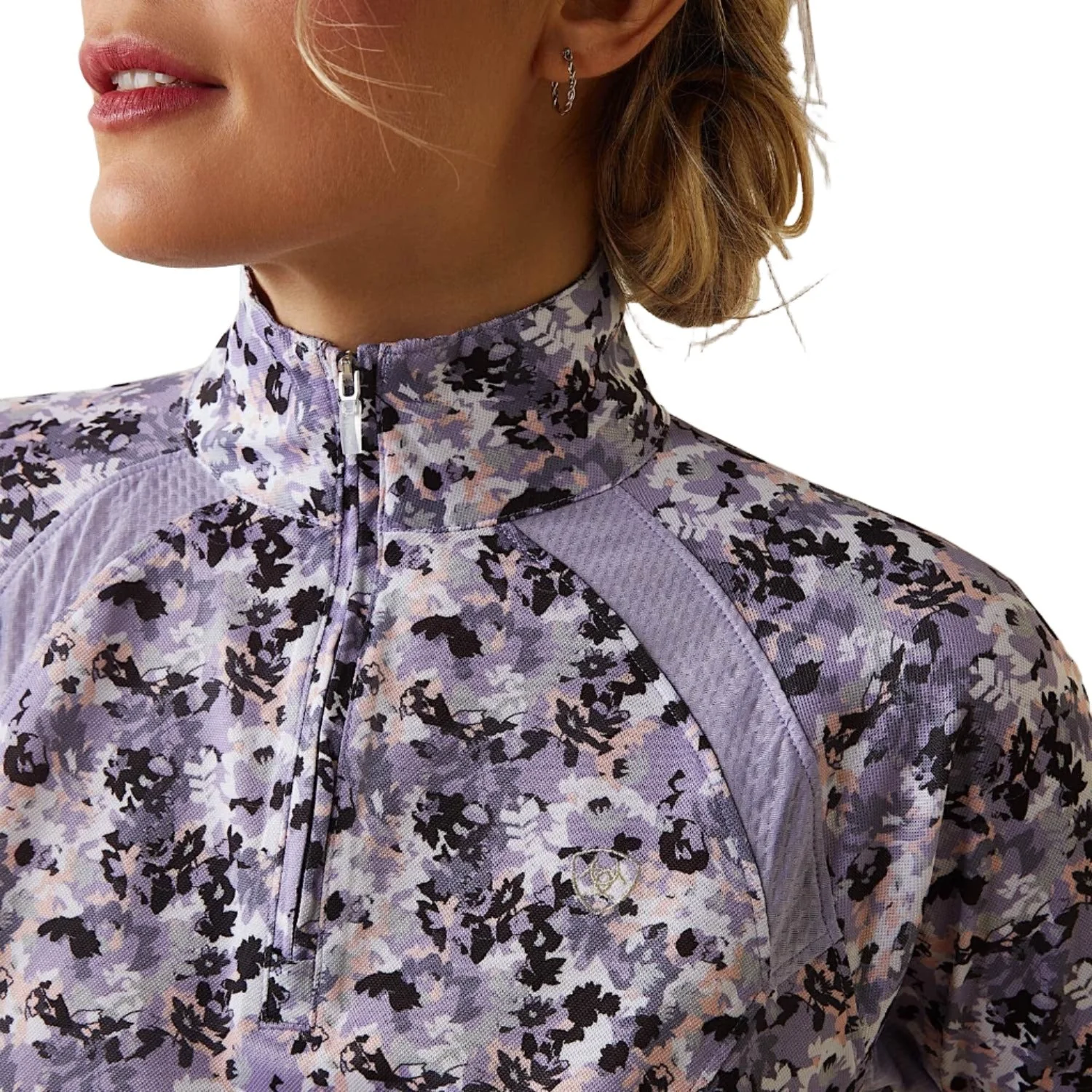 Ariat Womens Sunstopper 2.0 1/4 Zip Grey Camo Floral - Image 4