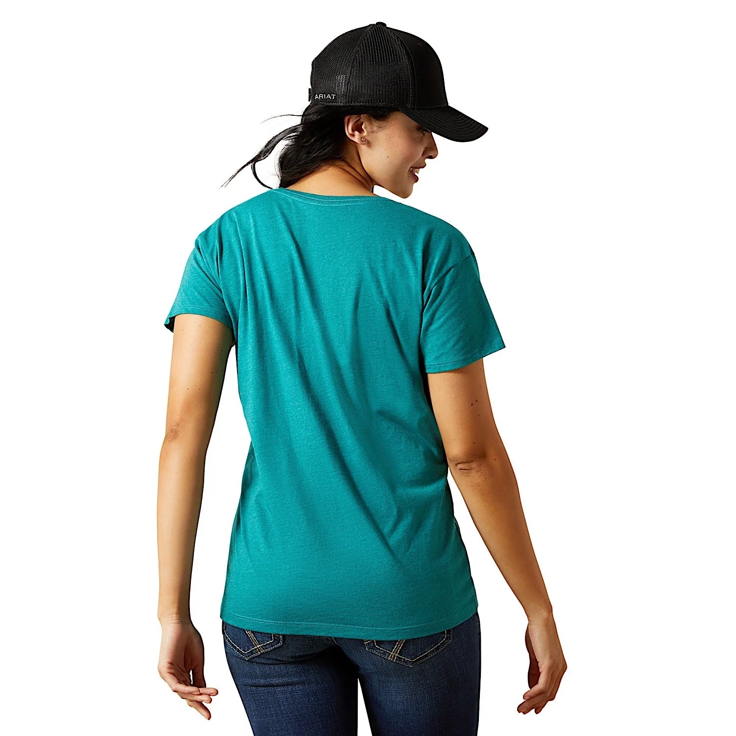 Ariat Women's SW Brand Lockup T-Shirt - Teal Green Heather - Image 2