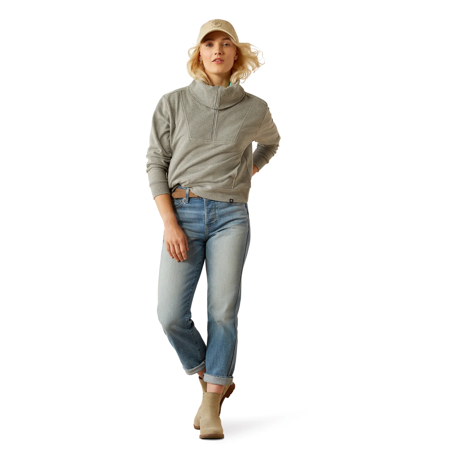 Ariat Women's Fern 1/2 Zip Sweatshirt - Heather Grey - Image 5