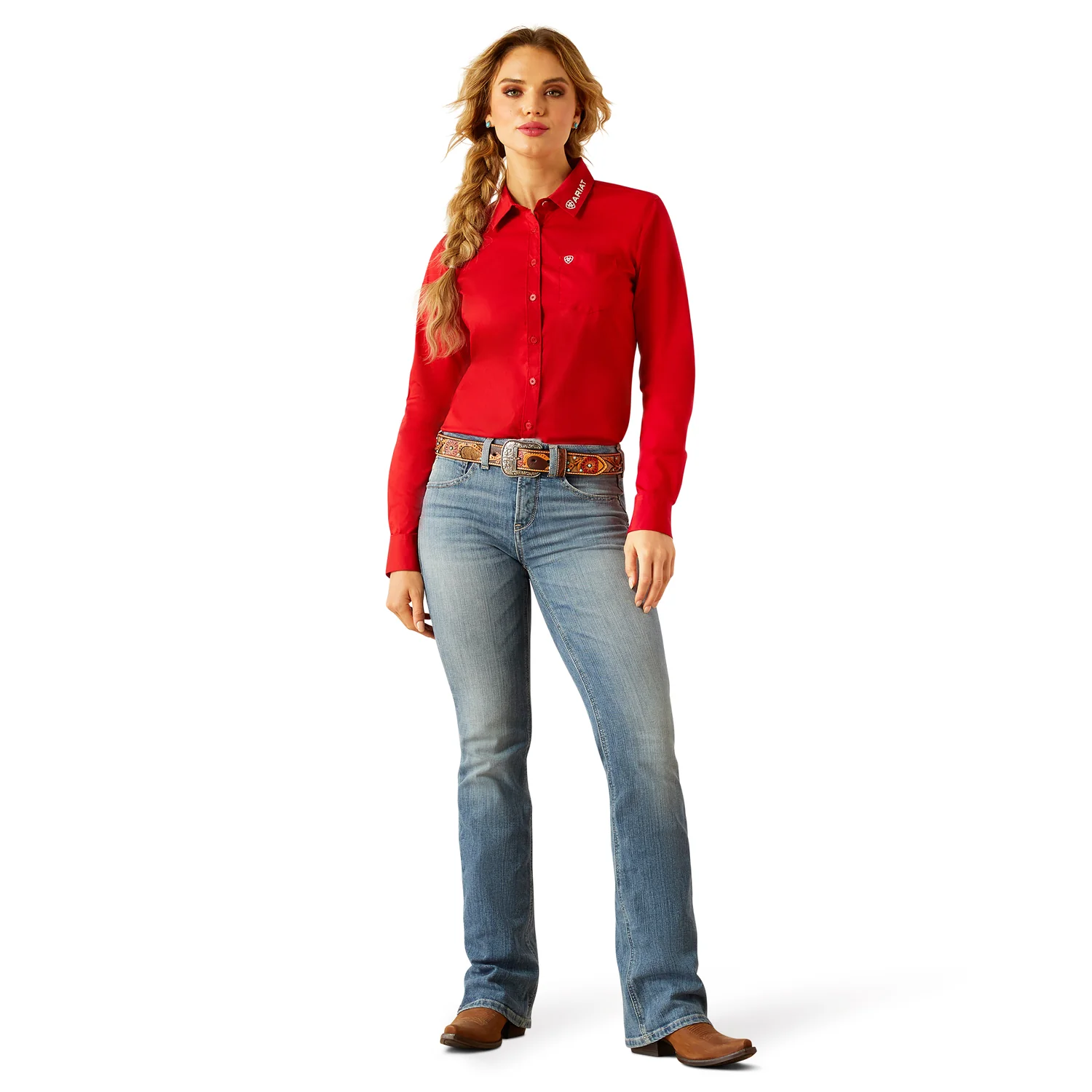 Ariat Women's Team Kirby Stretch Shirt - Equestrian Red - Image 5