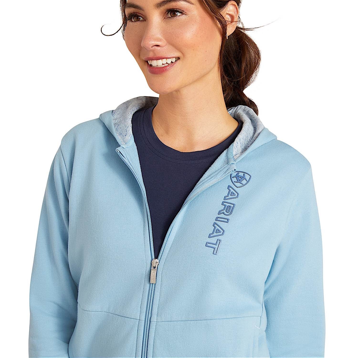 Ariat Women's Team Logo Full Zip Hoodie - Glacier Lake - Image 4
