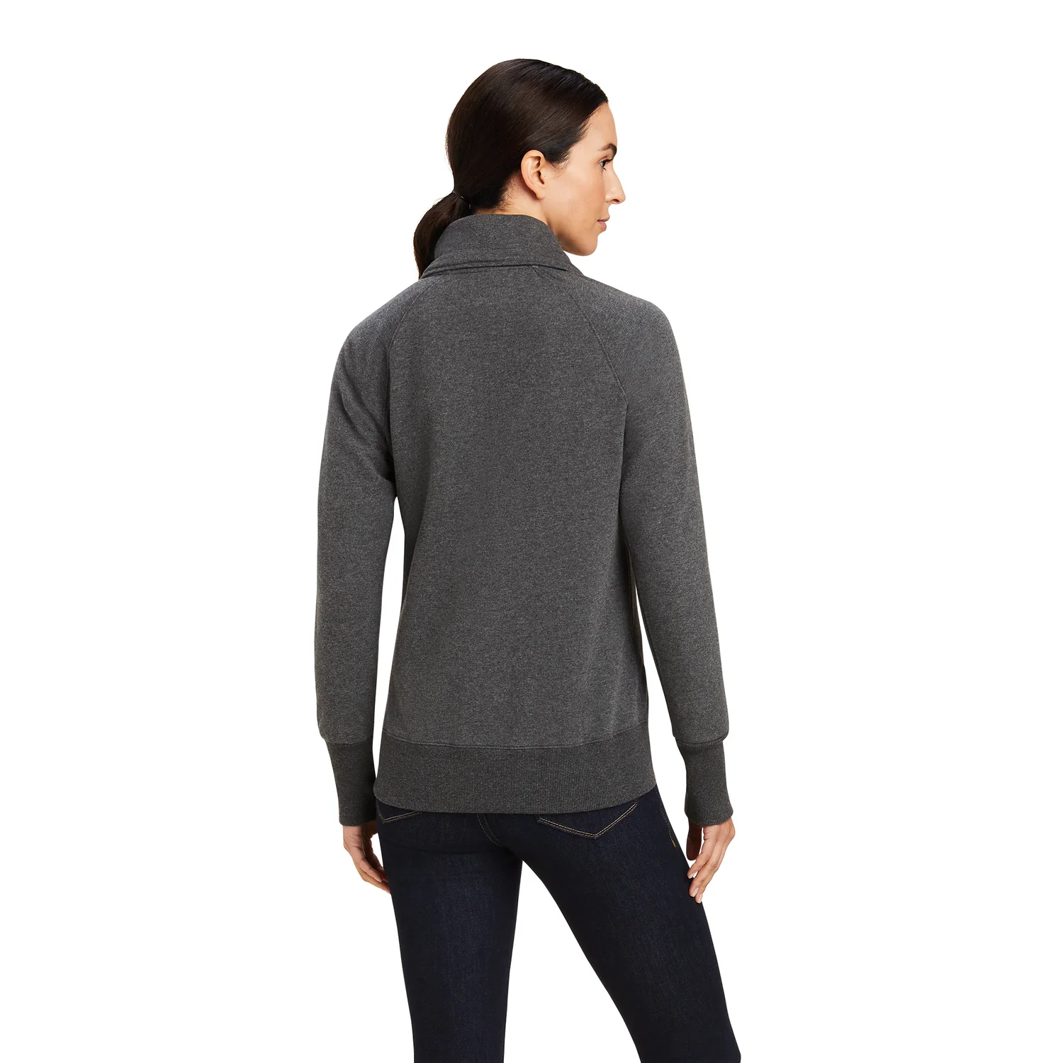 Ariat Womens Team Logo Full Zip Sweatshirt - Charcoal Grey - Image 2
