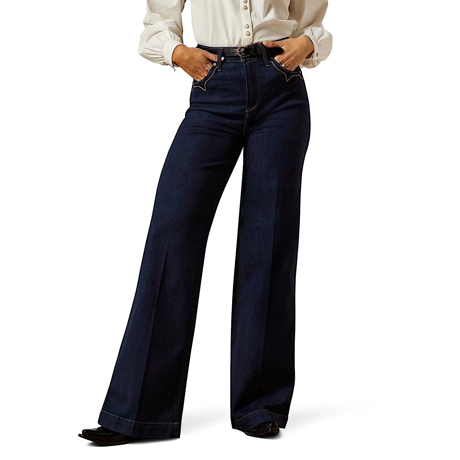 Ariat Women's Ultra High Rise Veronica Wide Leg Jeans - Rinse - Image 2