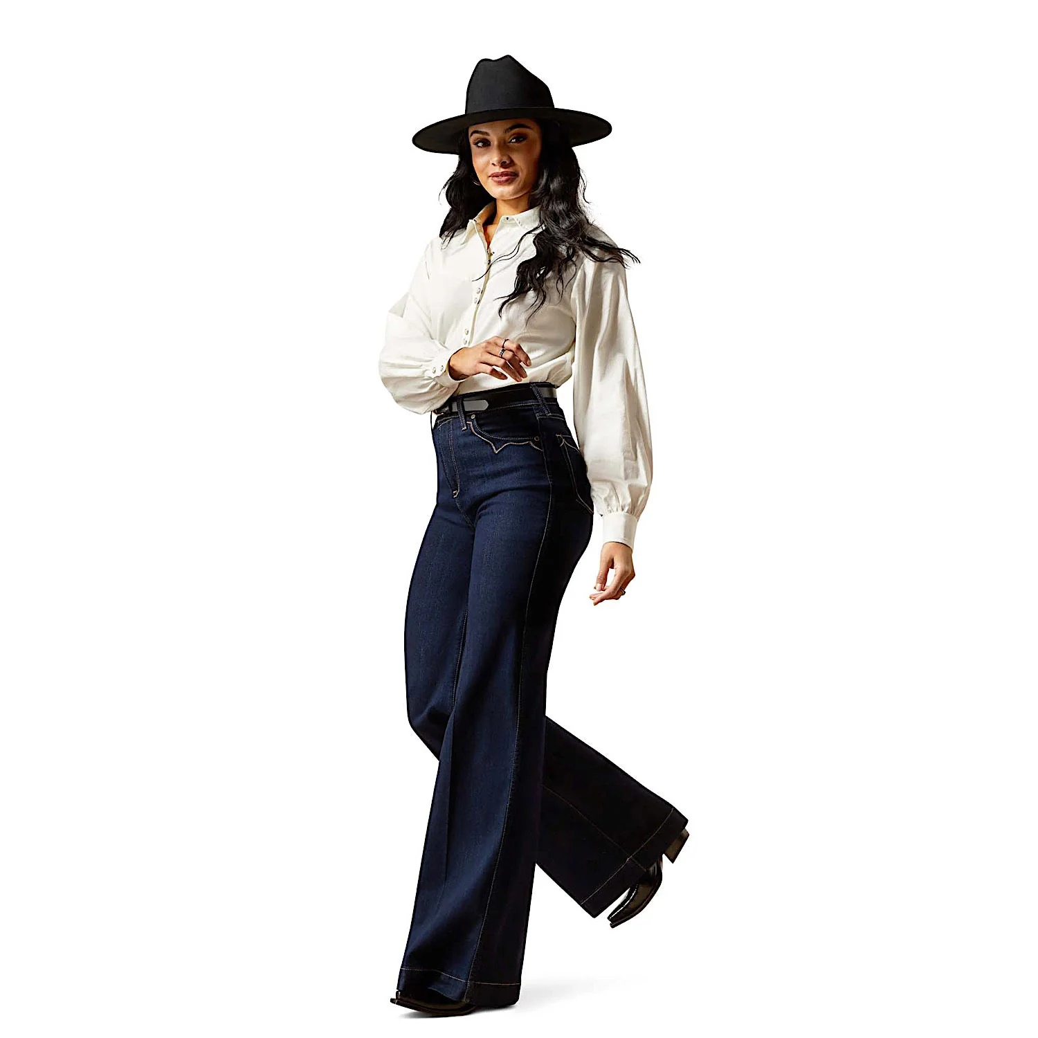 Ariat Women's Ultra High Rise Veronica Wide Leg Jeans - Rinse - Image 4