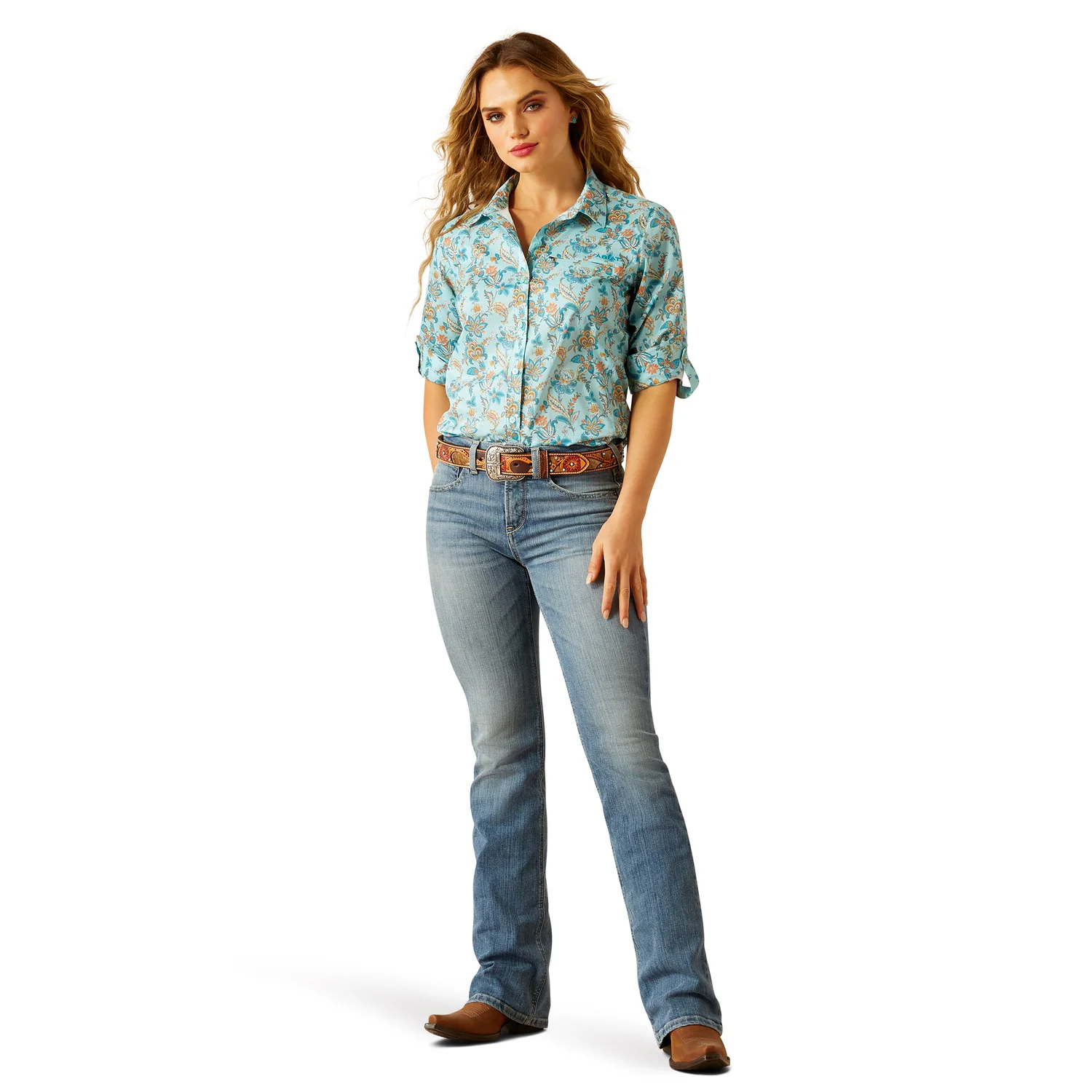 Ariat Women's Venttek Shirt - Blue Paisley Floral - Image 6