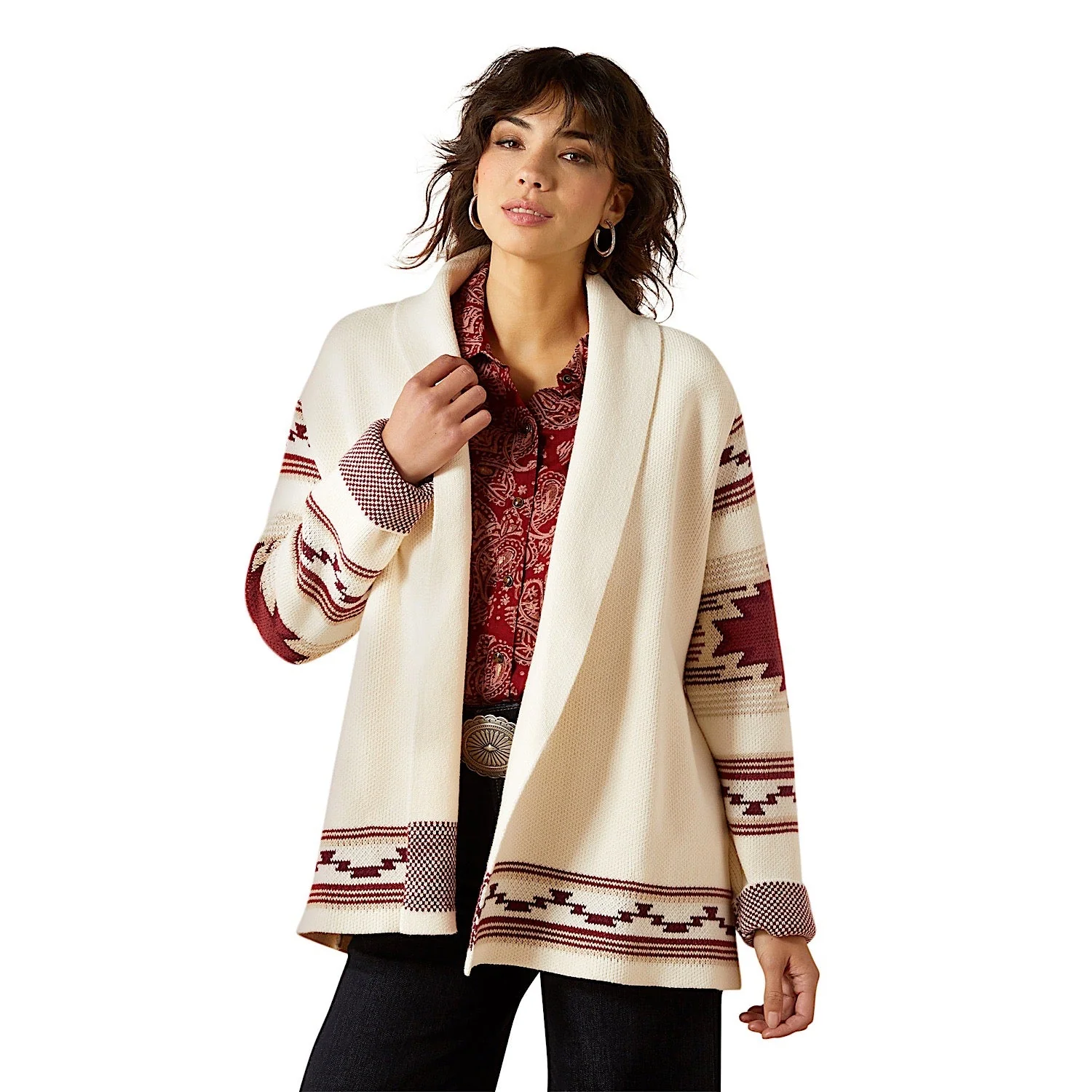 Ariat Women's Westward Wrap Sweater - Cream Southwest