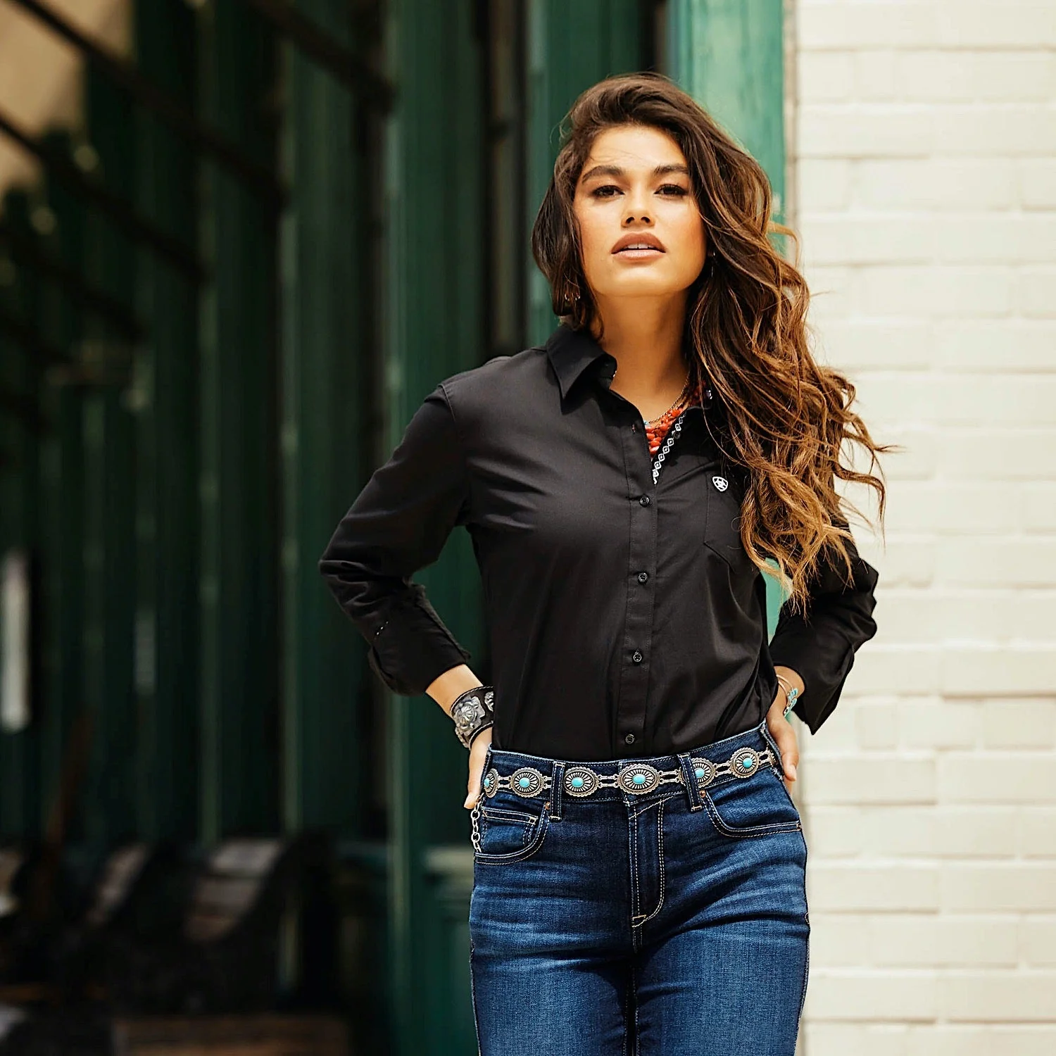 Ariat Women's Wrinkle Resist Kirby Stretch Shirt Black - Image 3