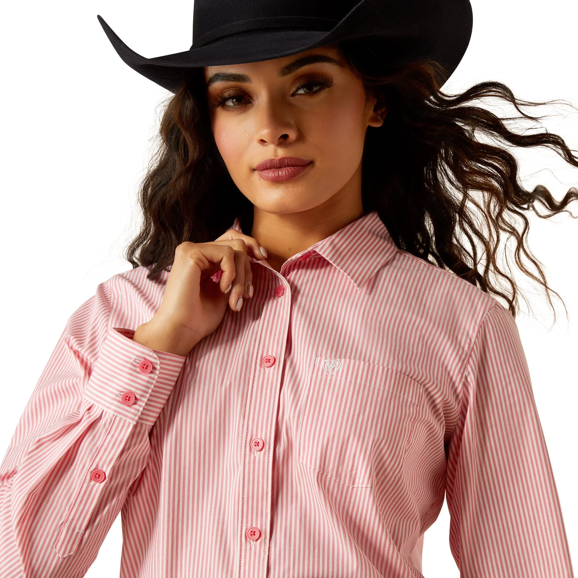 Ariat Women's Wrinkle Resistant Kirby Long Sleeve Shirt - Camellia Rose Stripe - Image 4
