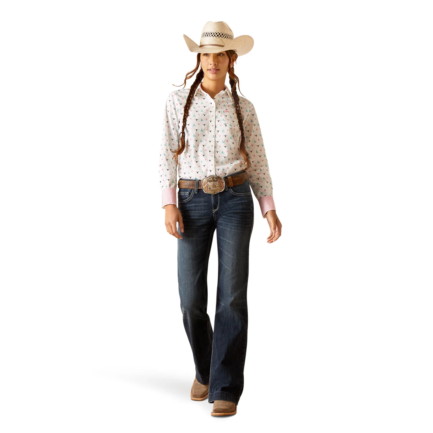 Ariat Women's Wrinkle Resistant Kirby Long Sleeve Shirt - Steer Garden - Image 4