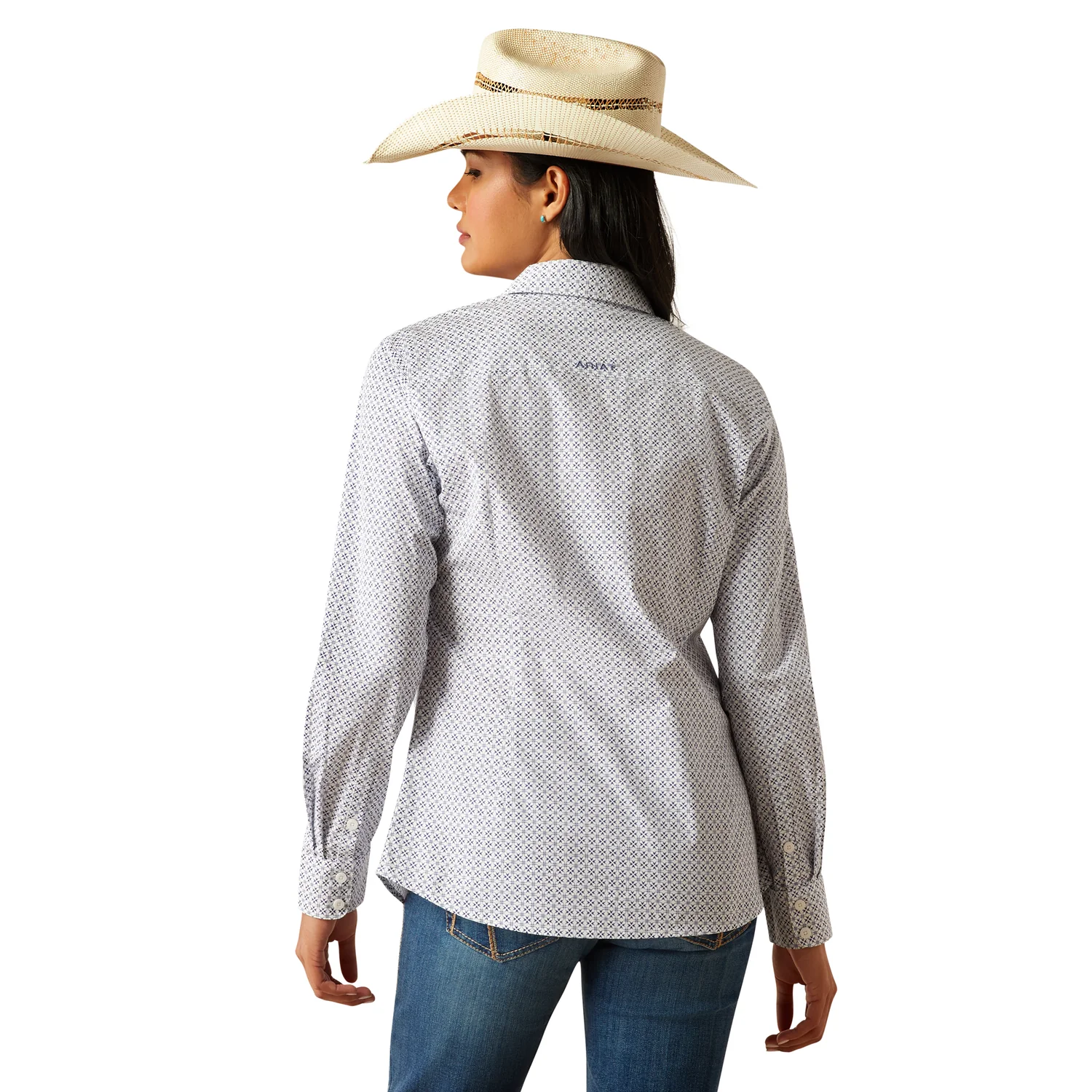 Ariat Women's Wrinkle Resistant Team Kirby Stretch Shirt - Ocean Geo - Image 2