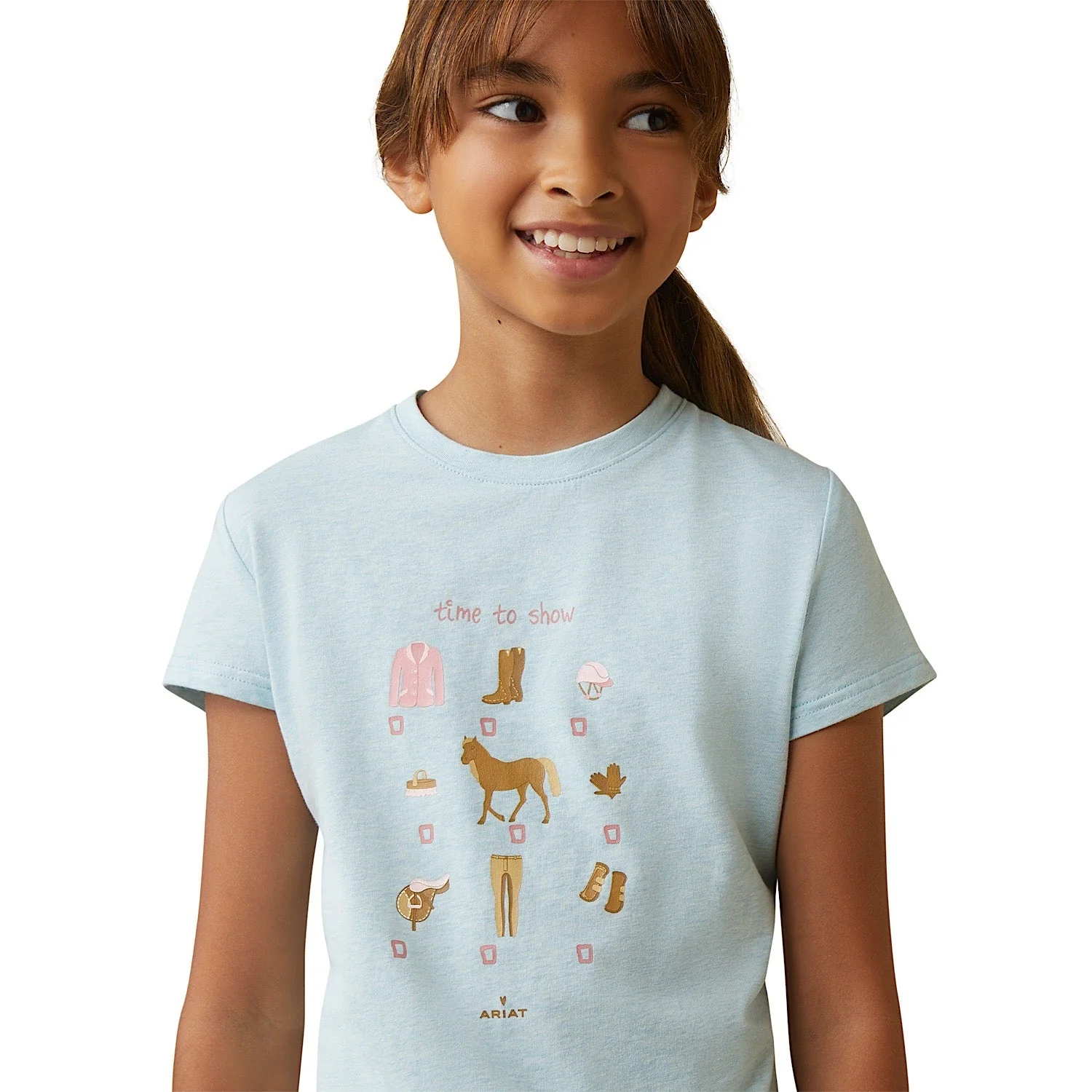 Ariat Youth Time to Show SS T-Shirt Heather Mosaic Blue - Image 4