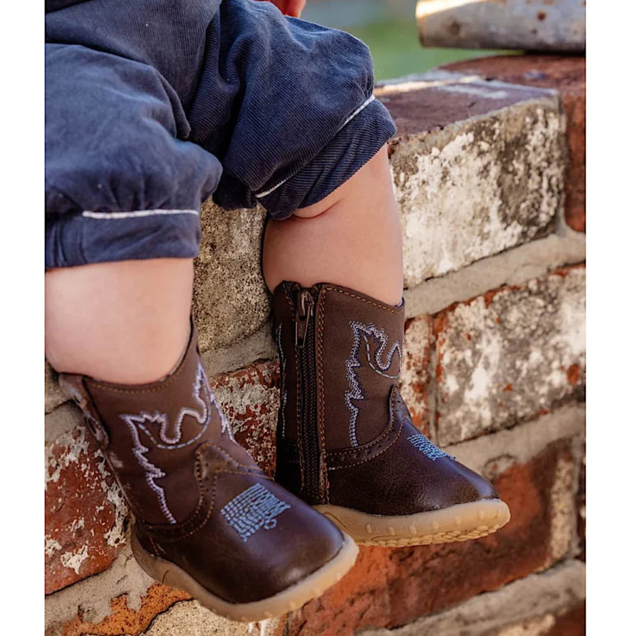Baxter Infant Western Baby Booties - Dark Brown - Image 2
