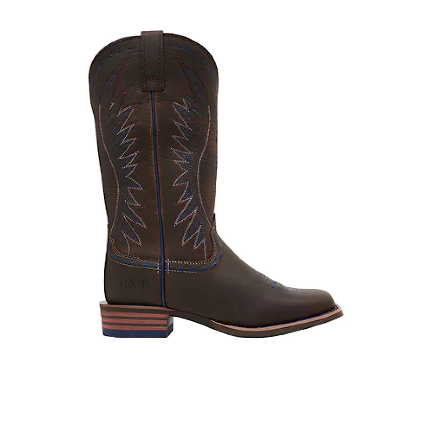 Baxter Women's Dixie Western Work Boot - Dark Brown / Blue / Orange - Image 3