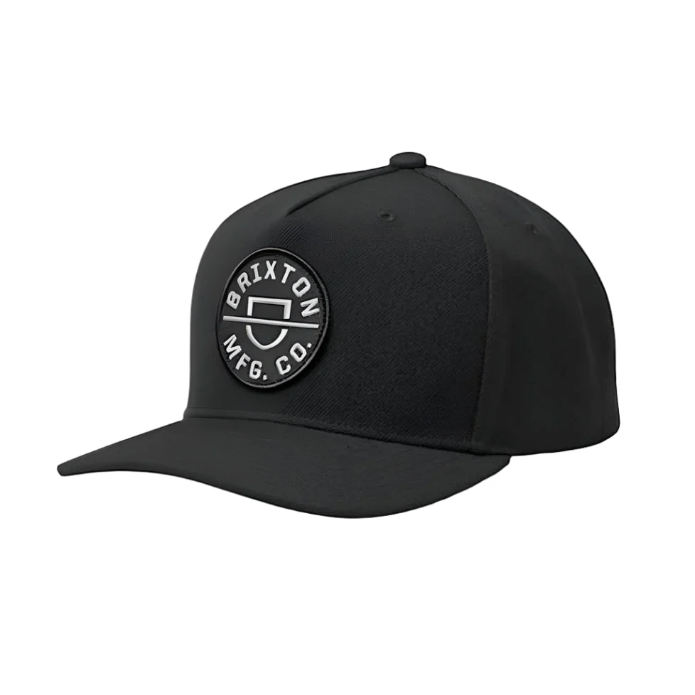 Brixton Crest Net Plus Mid Profile Snapback Cap - Black