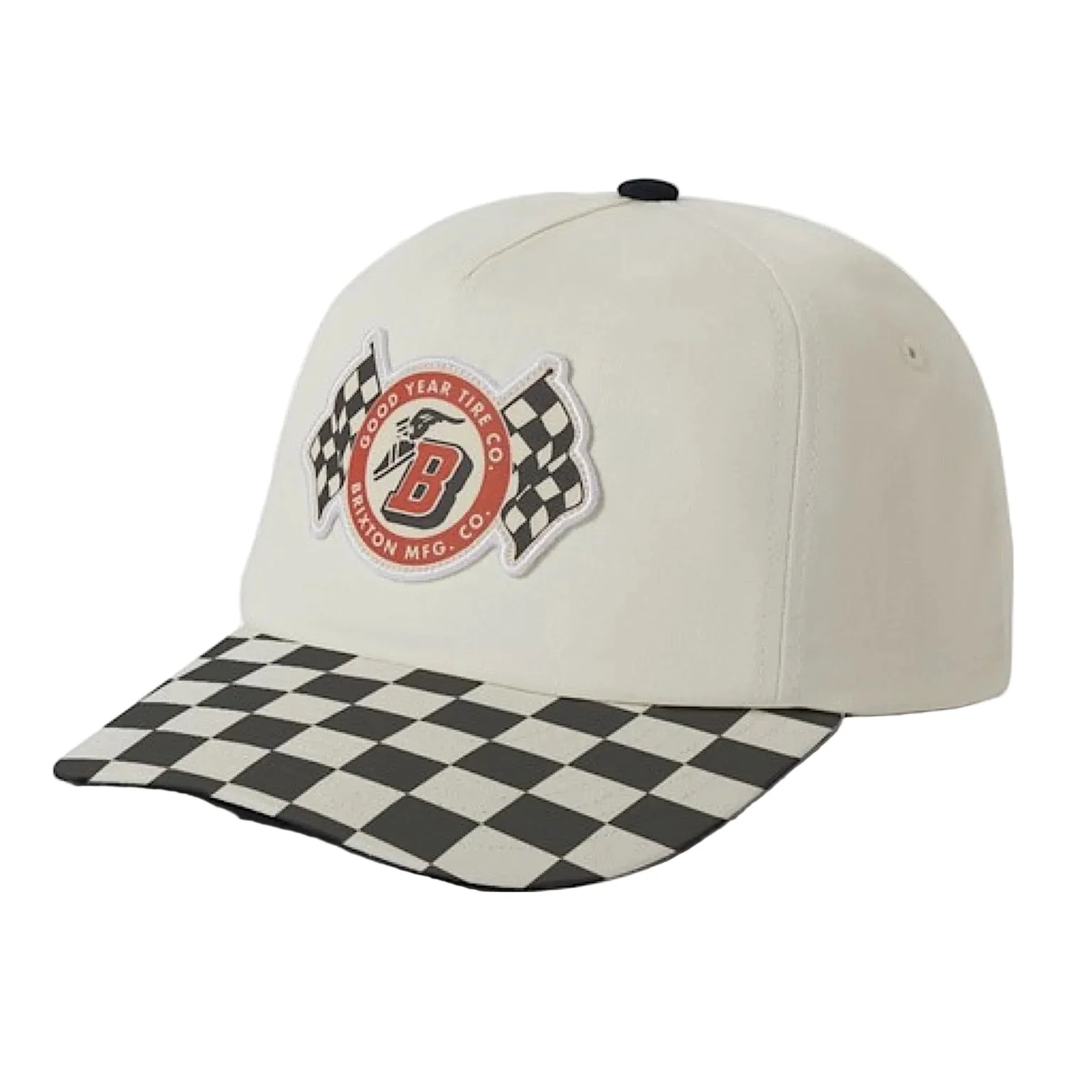 Brixton Goodyear Speedway High Profile Snapback Cap - Off White