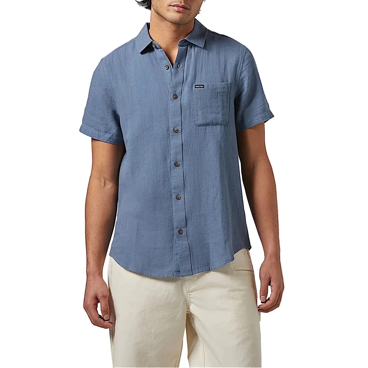 Brixton Men's Charter Short Sleeve Shirt - Azure Blue - Image 3