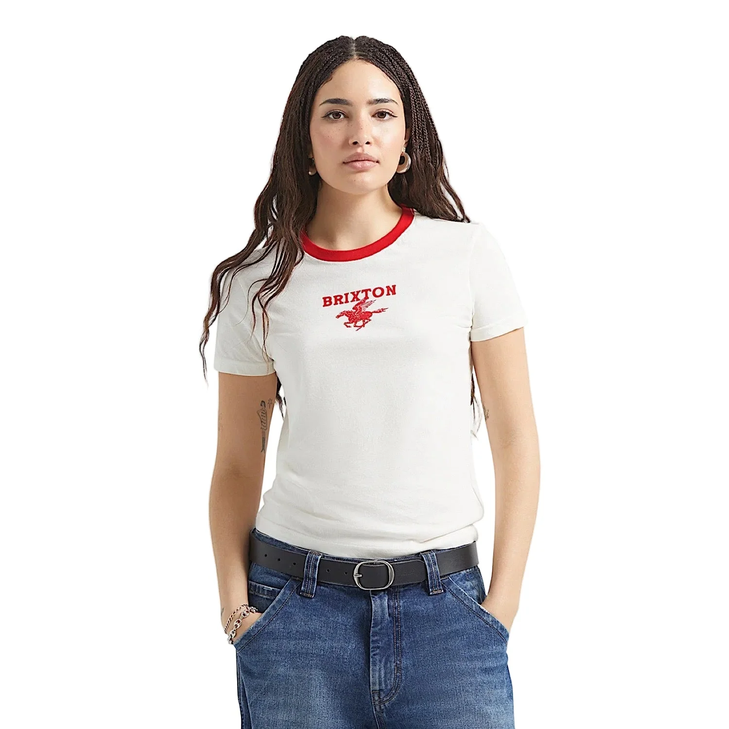 Brixton Women's Pegasus Slim Crew T-Shirt - Vintage White