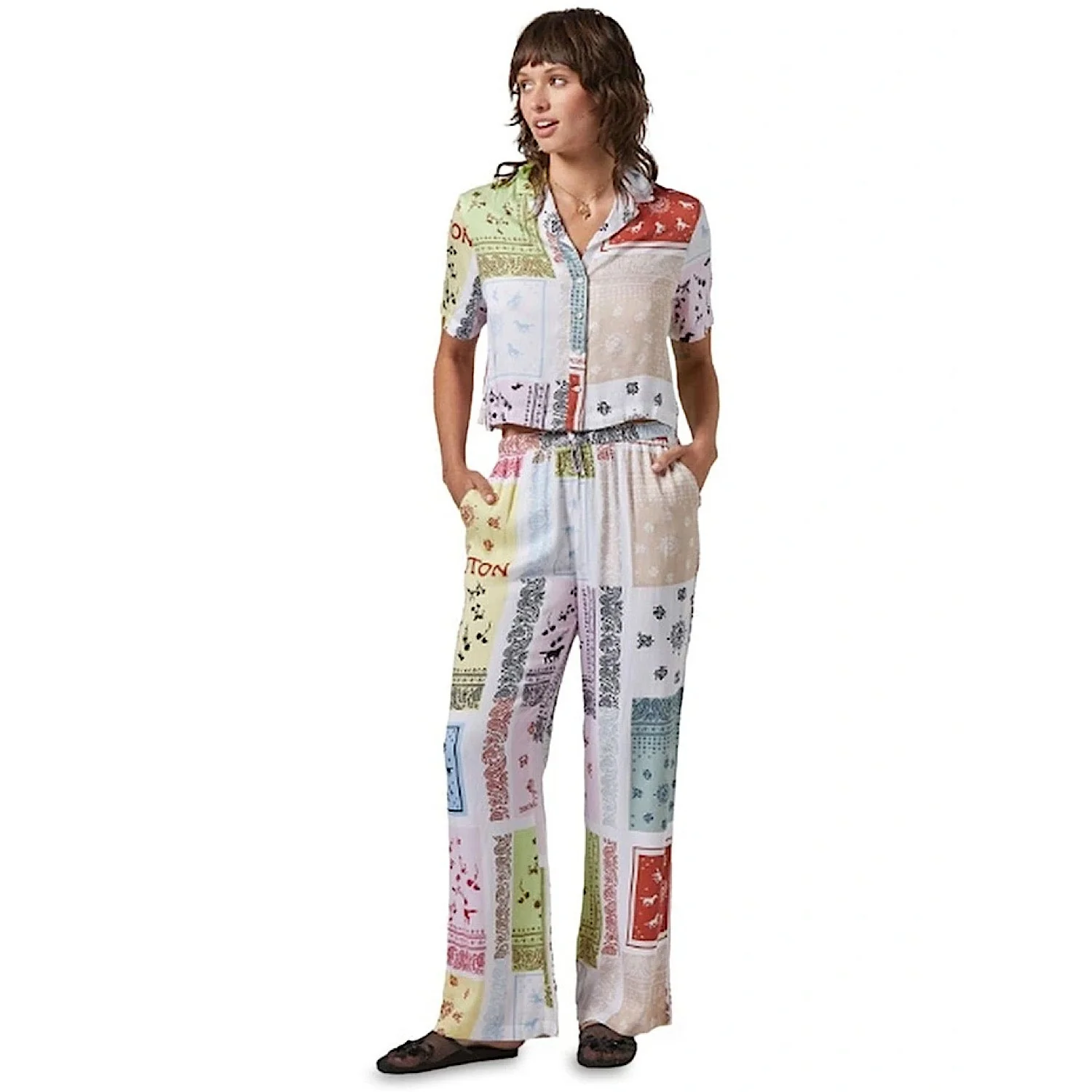 Brixton Women's Silky Bowling Button Down - Multi Colour Bandana