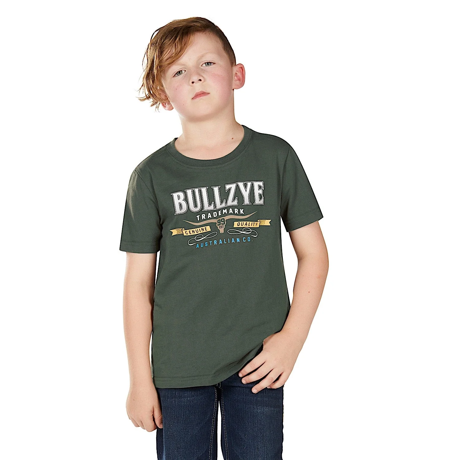 Bullzye Boy's Trademark Short Sleeve T Shirt - Green