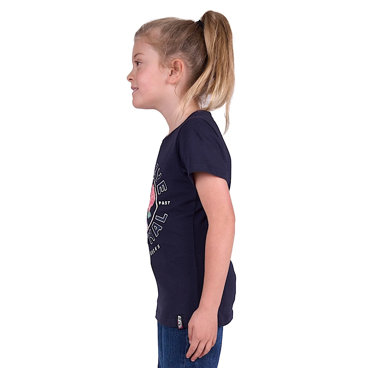 Bullzye Girl's Rose Short Sleeve Tee - Navy - Image 2