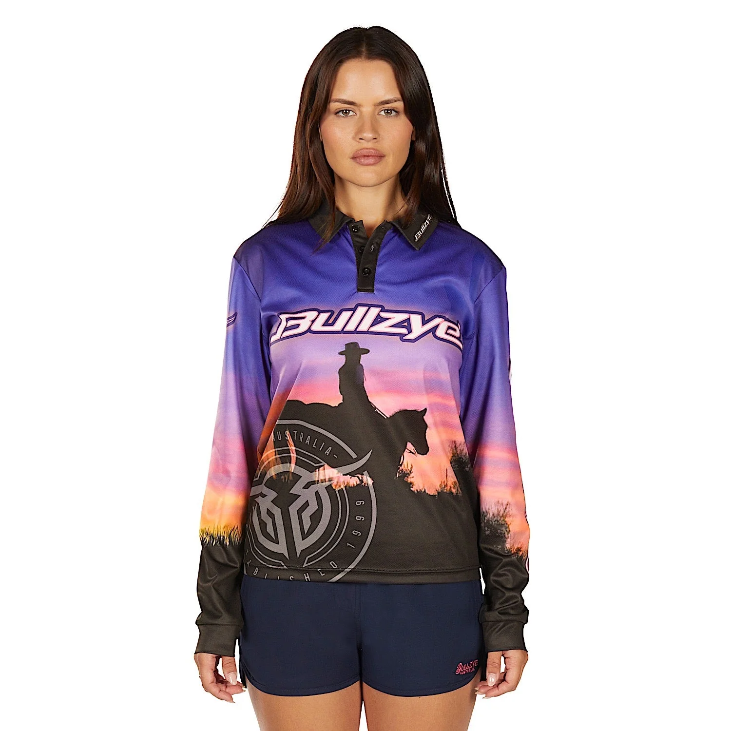 Bullzye Women's Sunset Long Sleeve T Shirt - Multi - Image 2