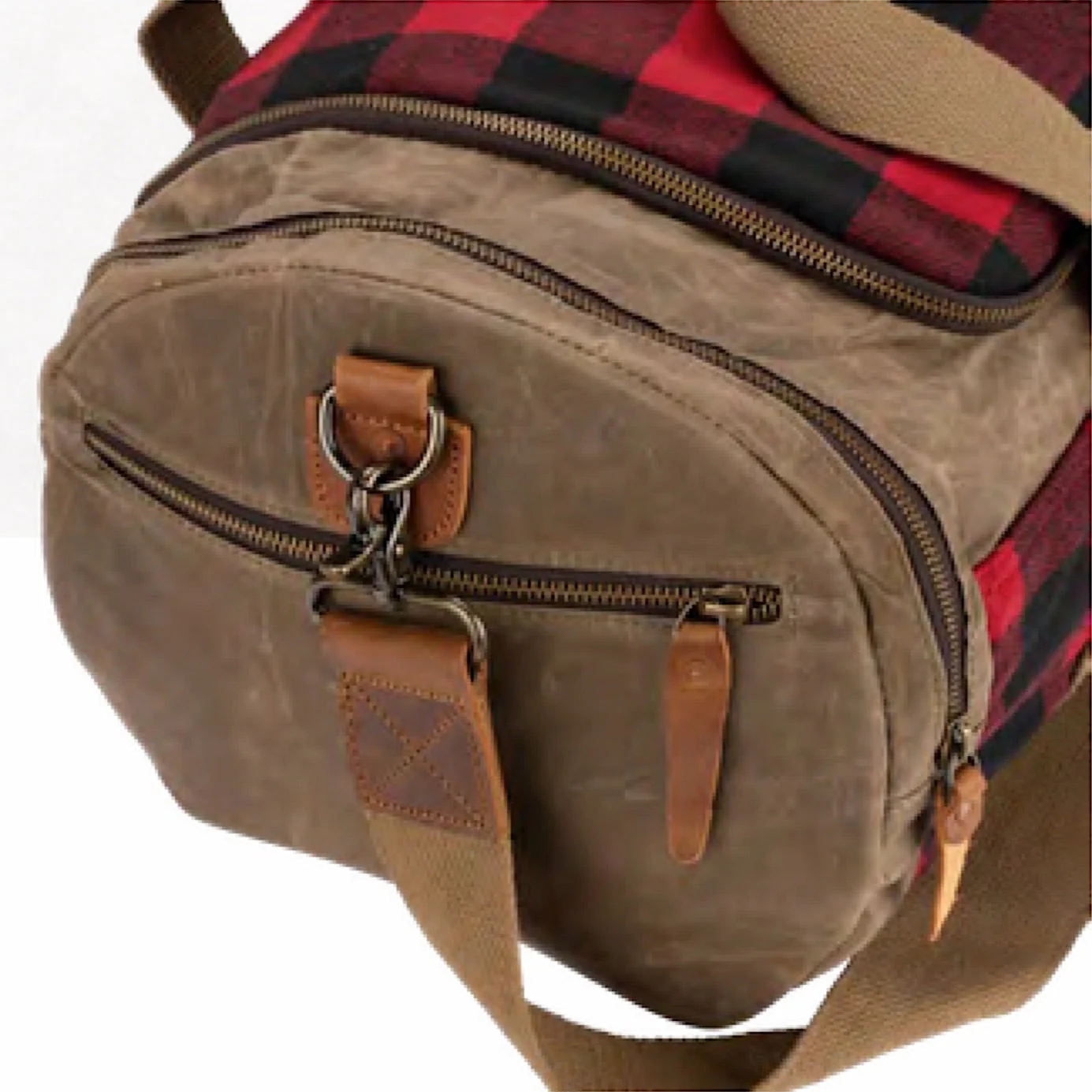 Burke & Wills Barton Carry Bag - Army Green / Check - Image 3
