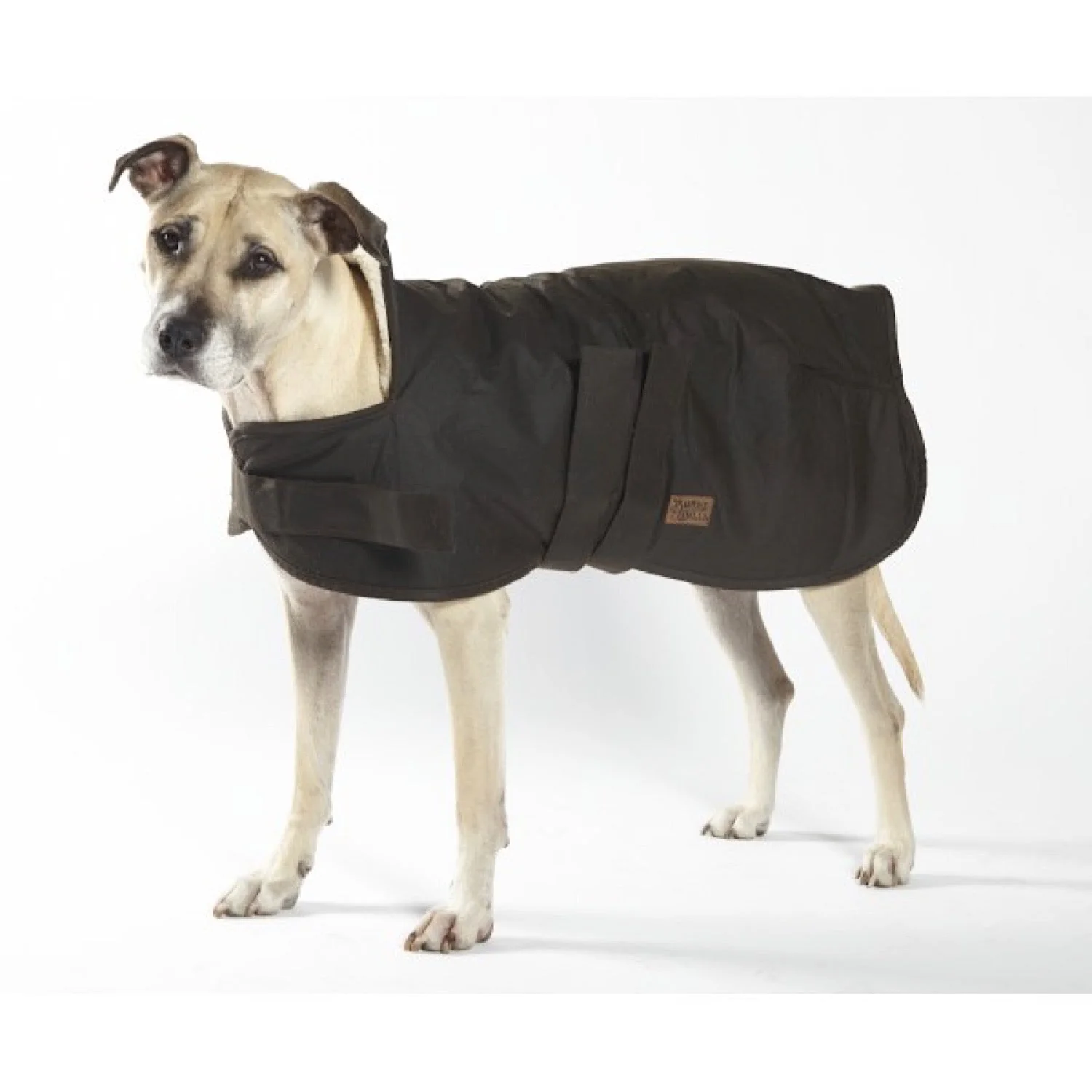 Burke & Wills Oilskin Dog Coat with Sherpa Lining Brown - Image 2